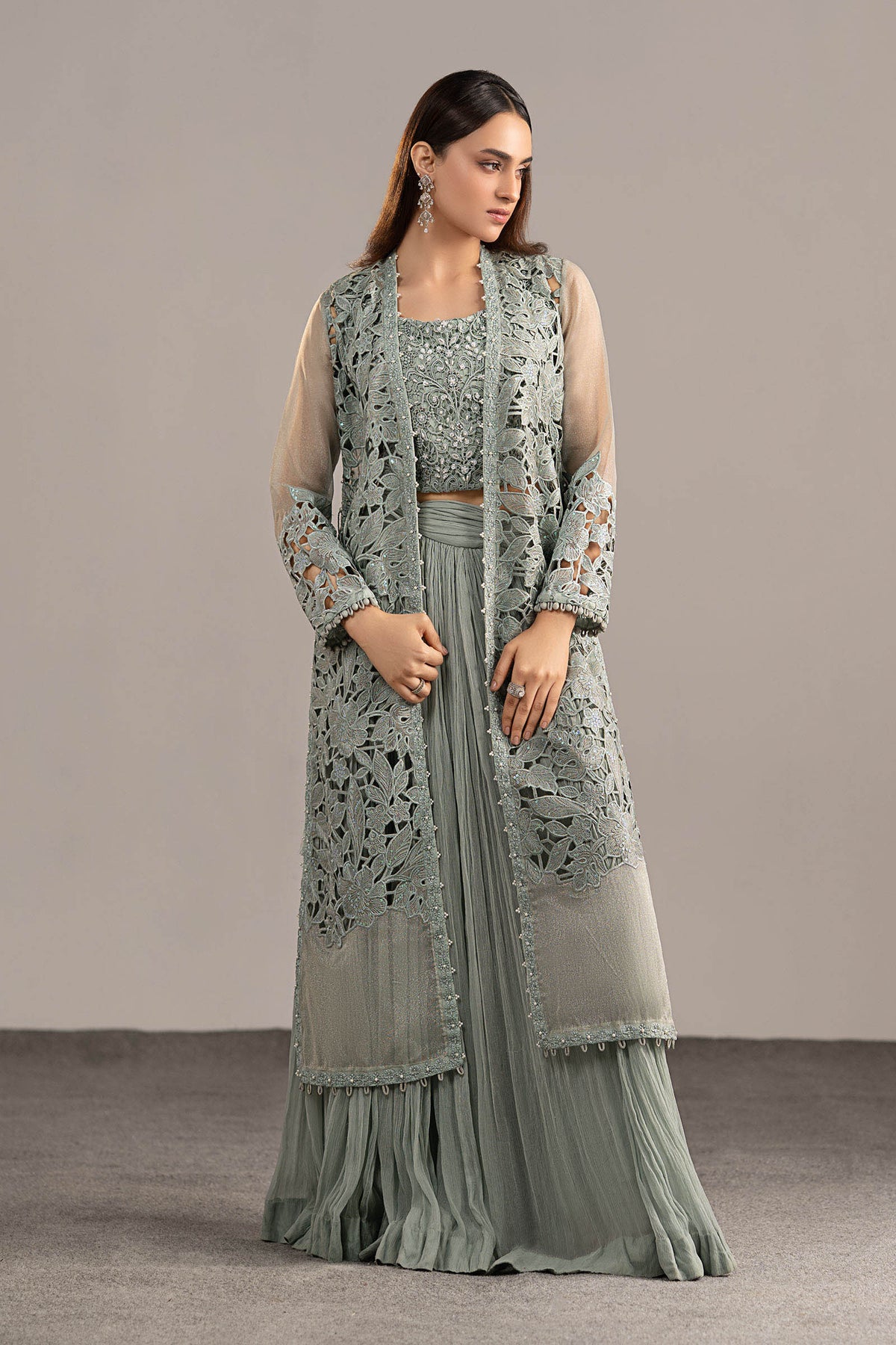 3 Piece Embroidered Zari Organza Suit