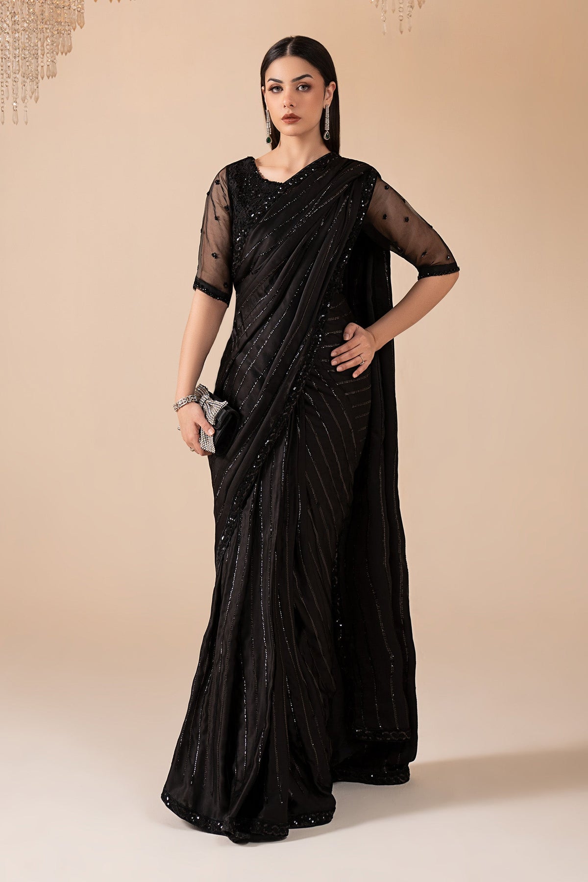 Embroidered Charmeuse Silk Saree