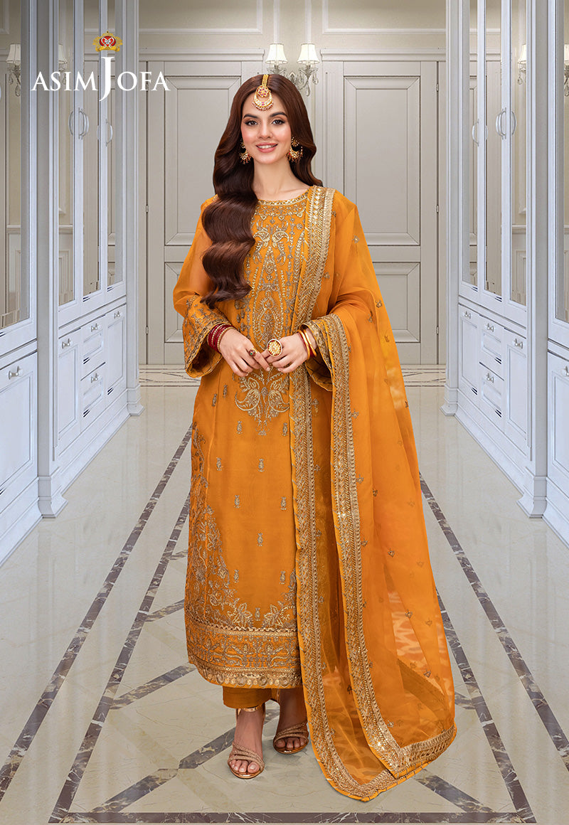 AJEMD-12 EMBROIDERED ORGANZA STITCHED 2 PCS