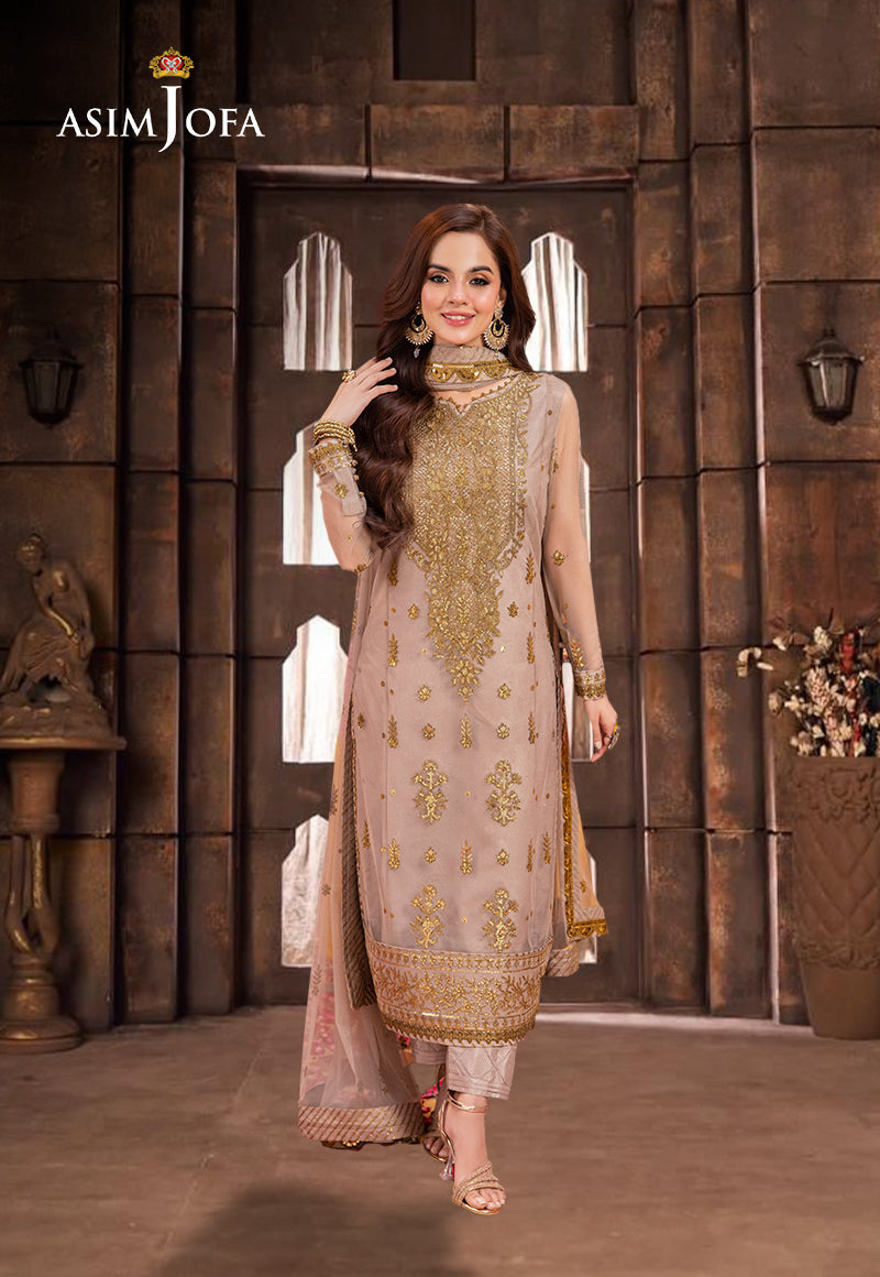 AJEMD-06 EMBROIDERED NET STITCHED 3 PCS