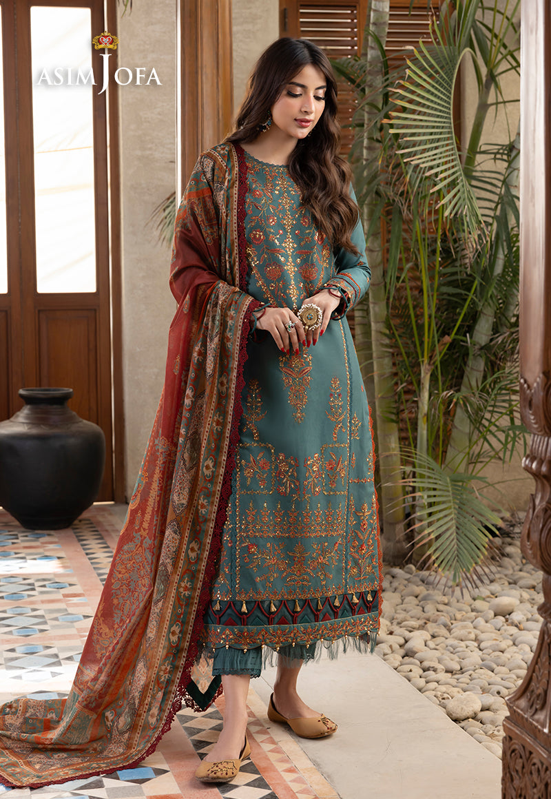 AJRW-32 DESIGNERS STITCHED EMBROIDERED PREMIUM WINTER COTTON 3 PCS