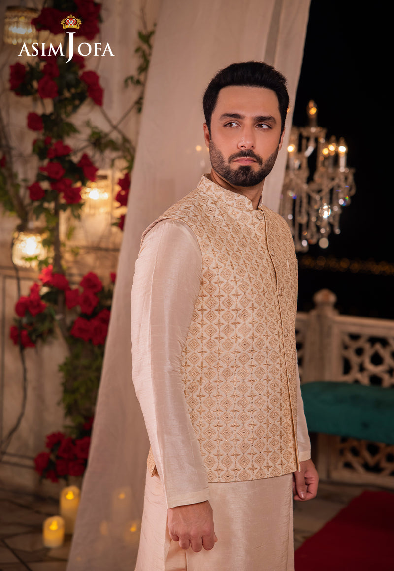 AJMS-15 EMBROIDERED INDIAN RAW SILK 3 PCS