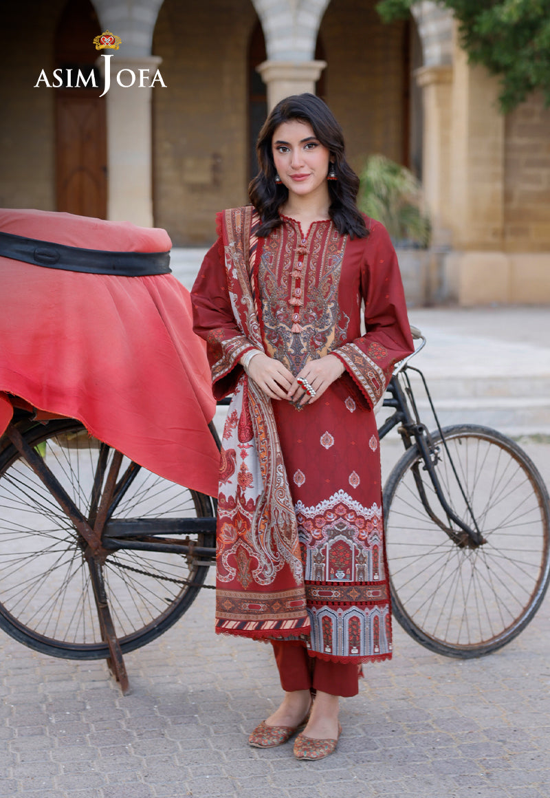 Ajso-46 Unstitched 3 Pcs Shirt Dupatta Trouser