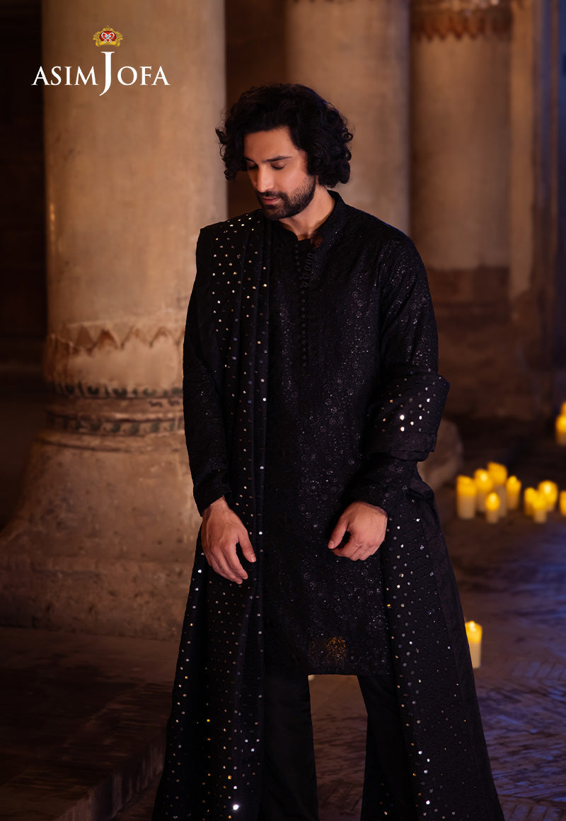 AJMS-20 EMBROIDERED INDIAN RAW SILK 3 PCS