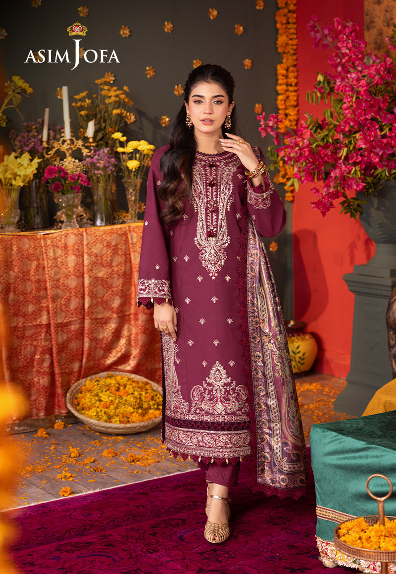 Ajso-152 Unstitched 3 Pcs Shirt Dupatta Trouser
