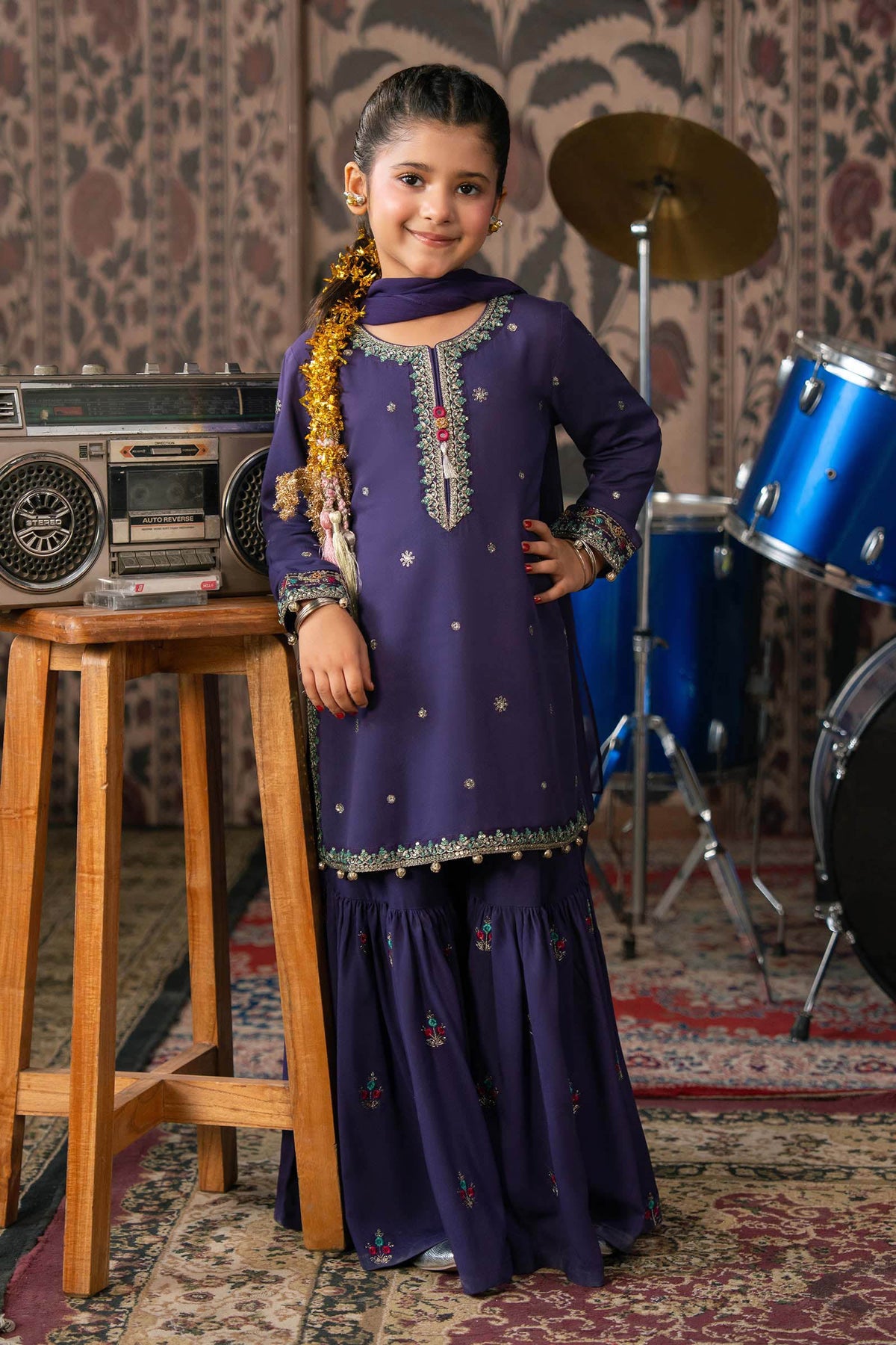 3 Piece Embroidered Linen Suit