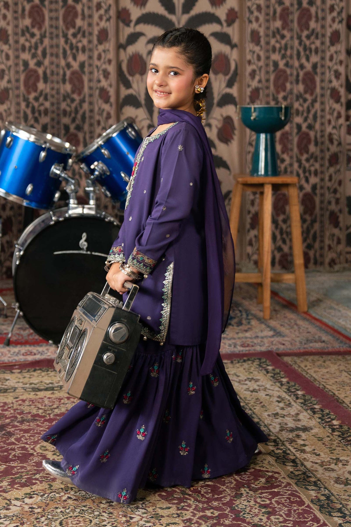 3 Piece Embroidered Linen Suit