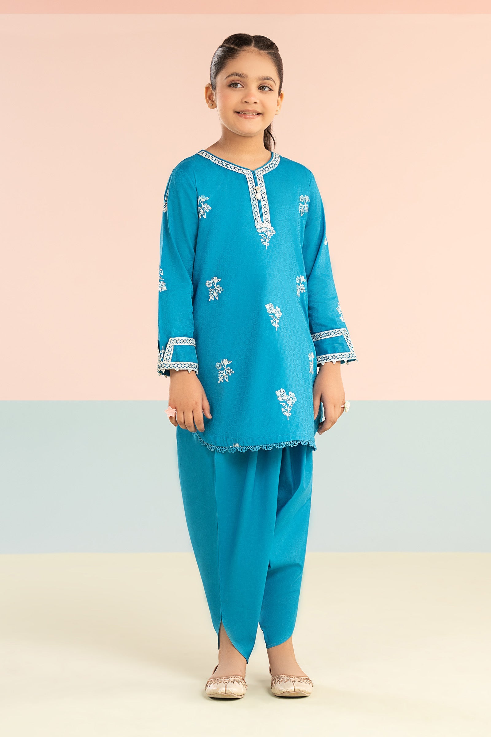 3 Piece Embroidered Dobby Suit