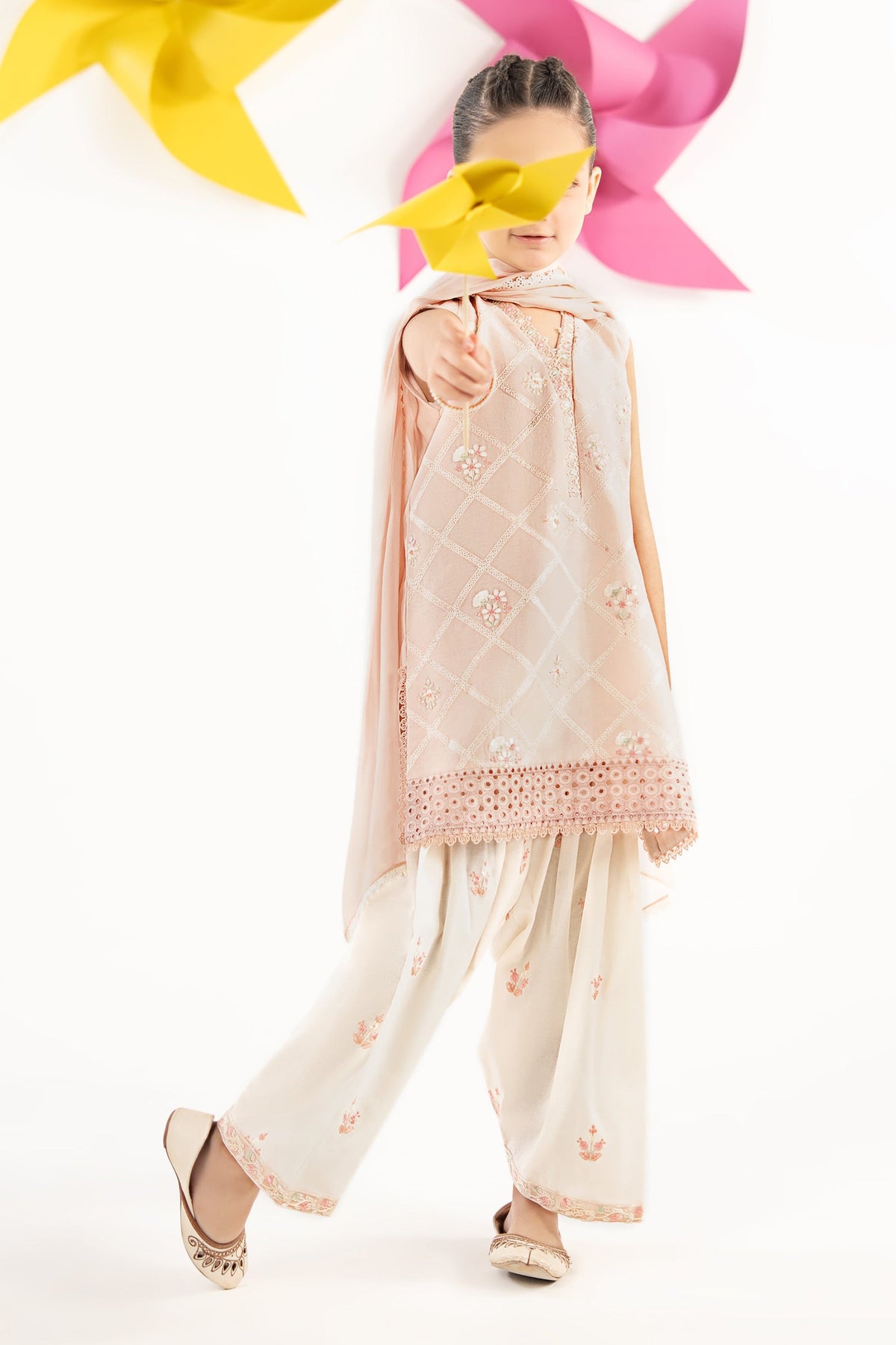 3 Piece Embroidered Dobby Lawn Suit