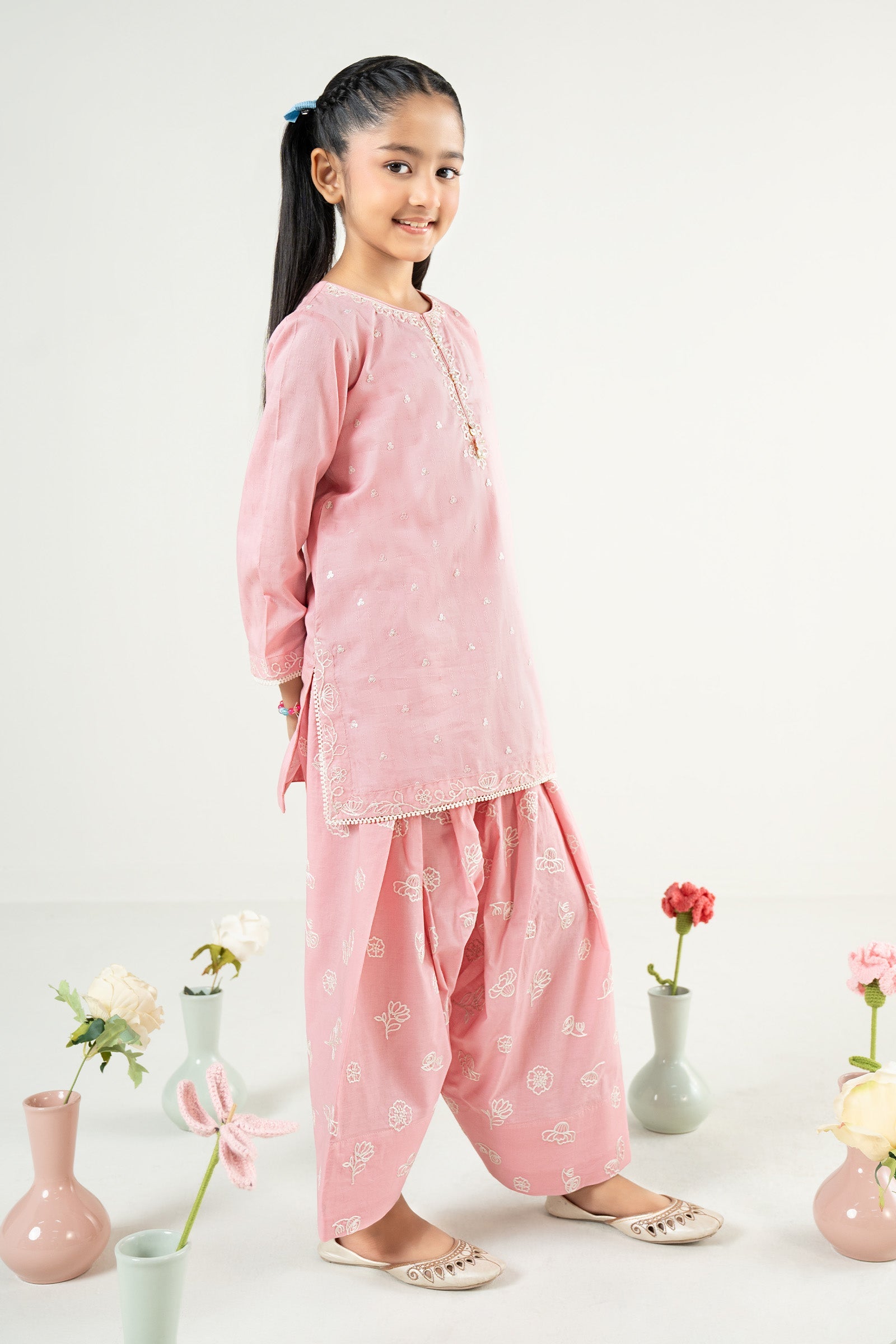 2 Piece Embroidered Dobby Lawn Suit