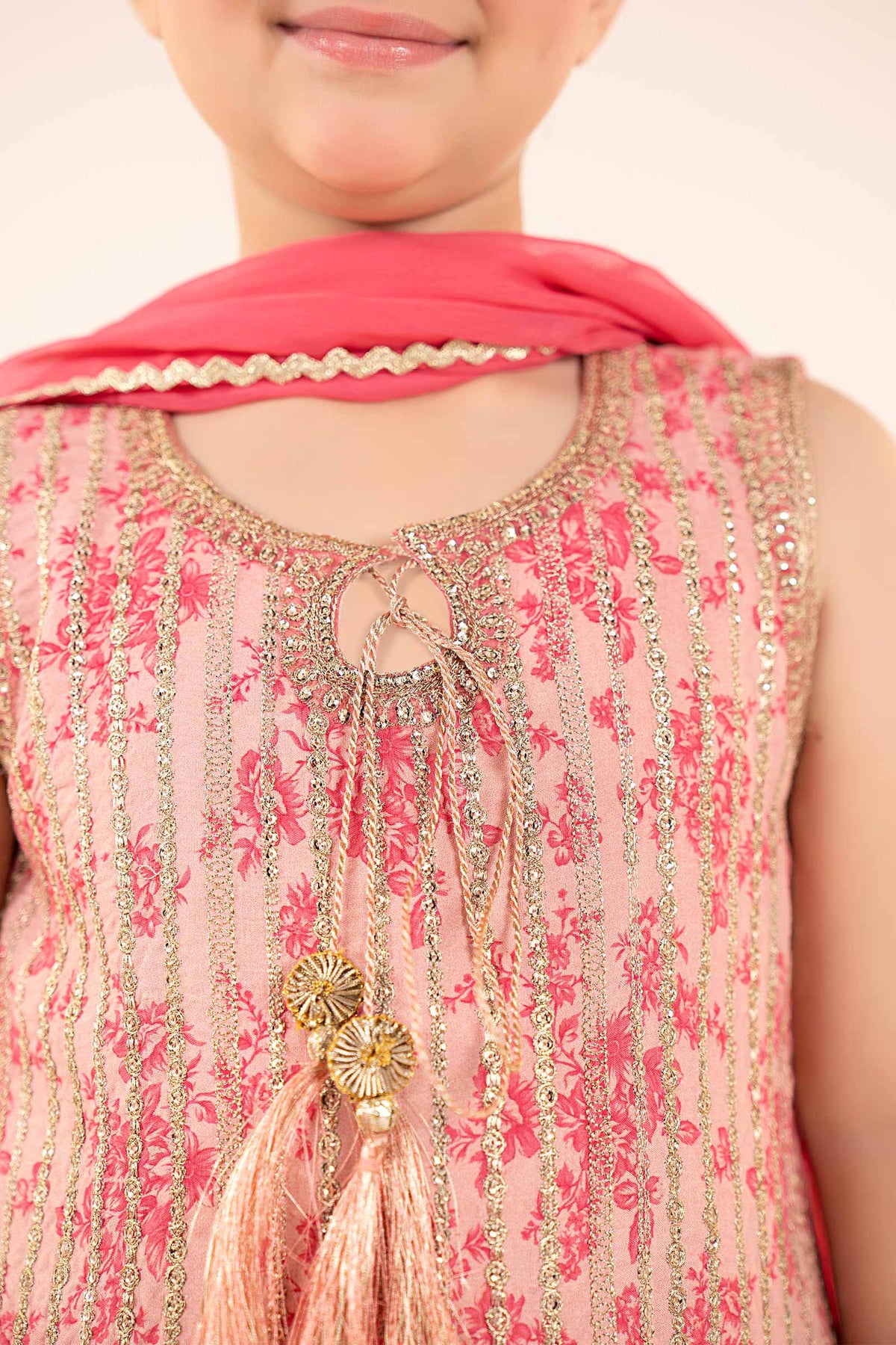 3 Piece Embroidered Raw Silk Suit