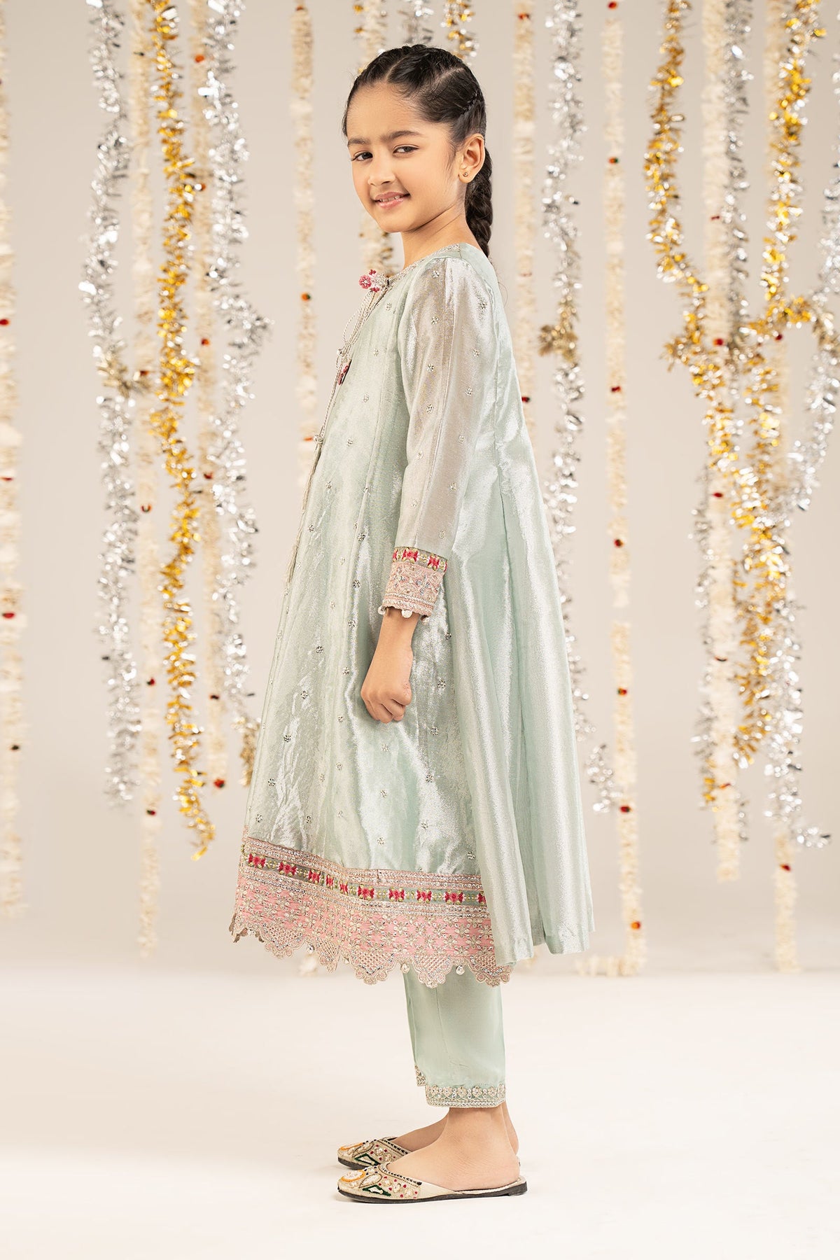 2 Piece Embroidered Tissue Suit