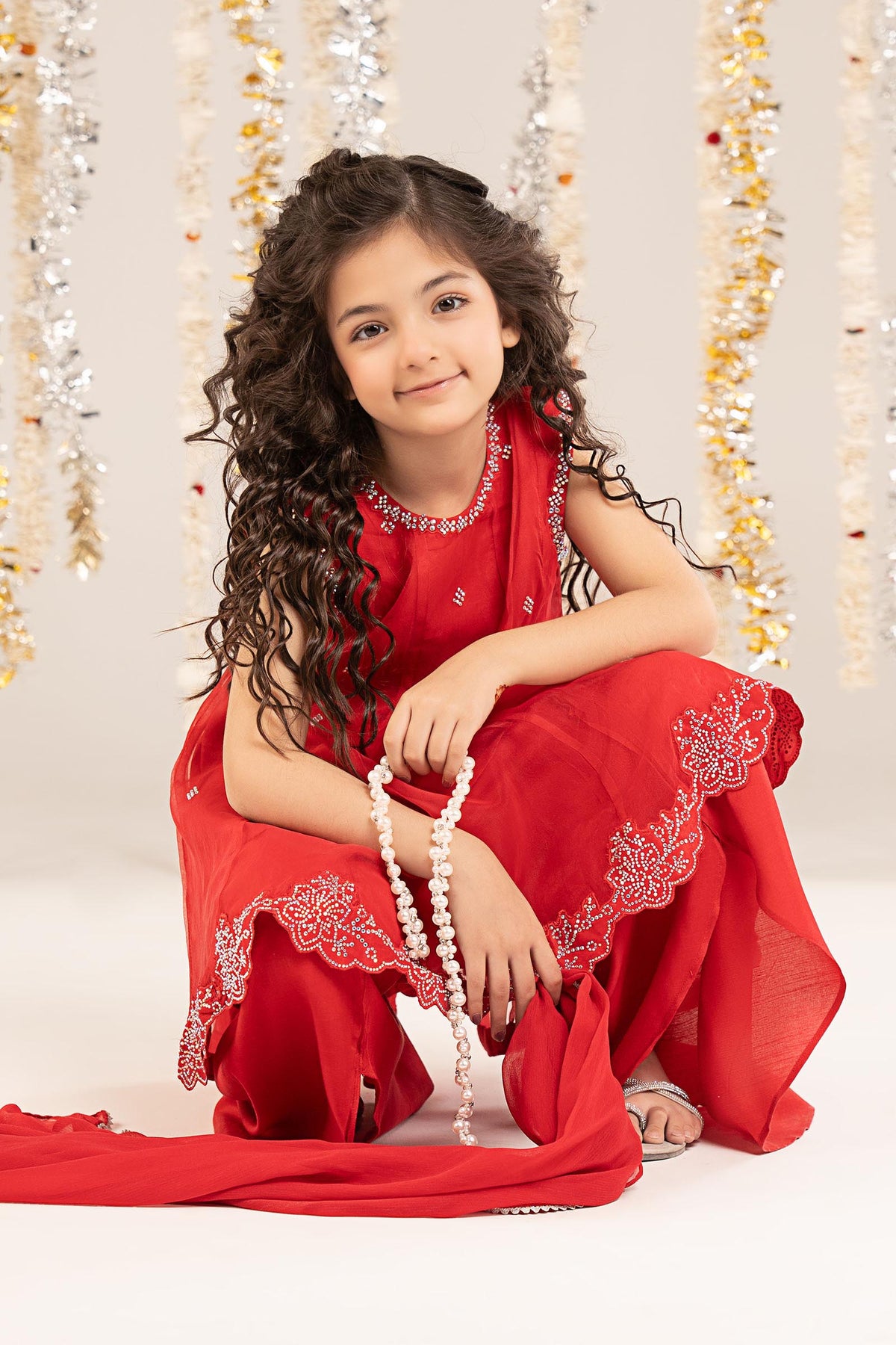 3 Piece Embellished Organza Suit