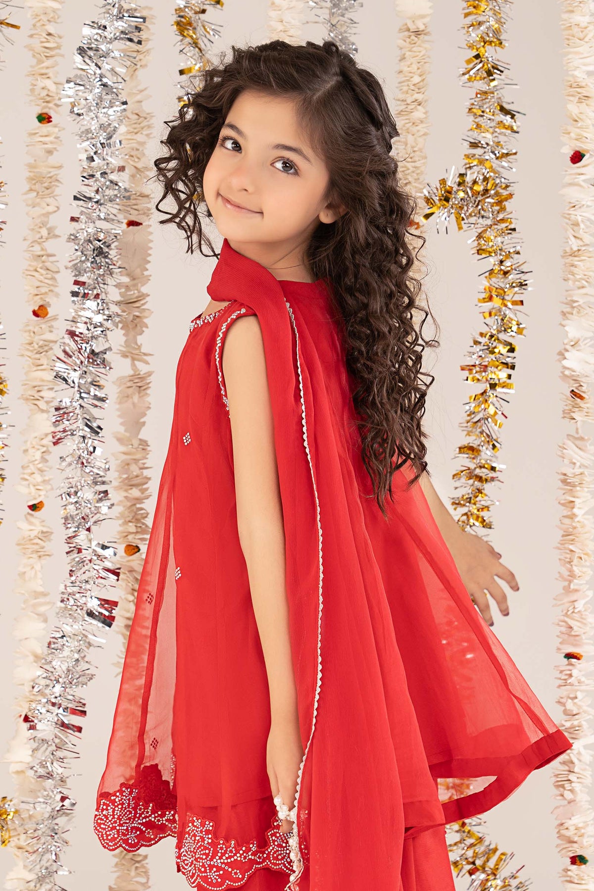 3 Piece Embellished Organza Suit
