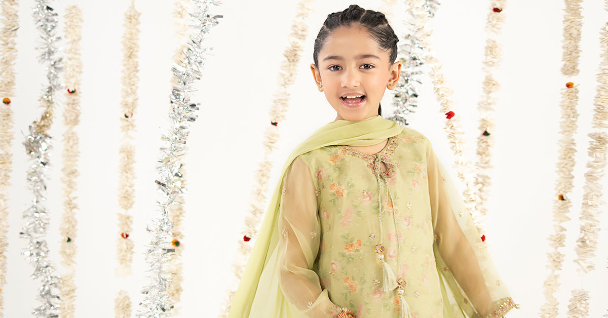 3 Piece Embroidered Organza Suit