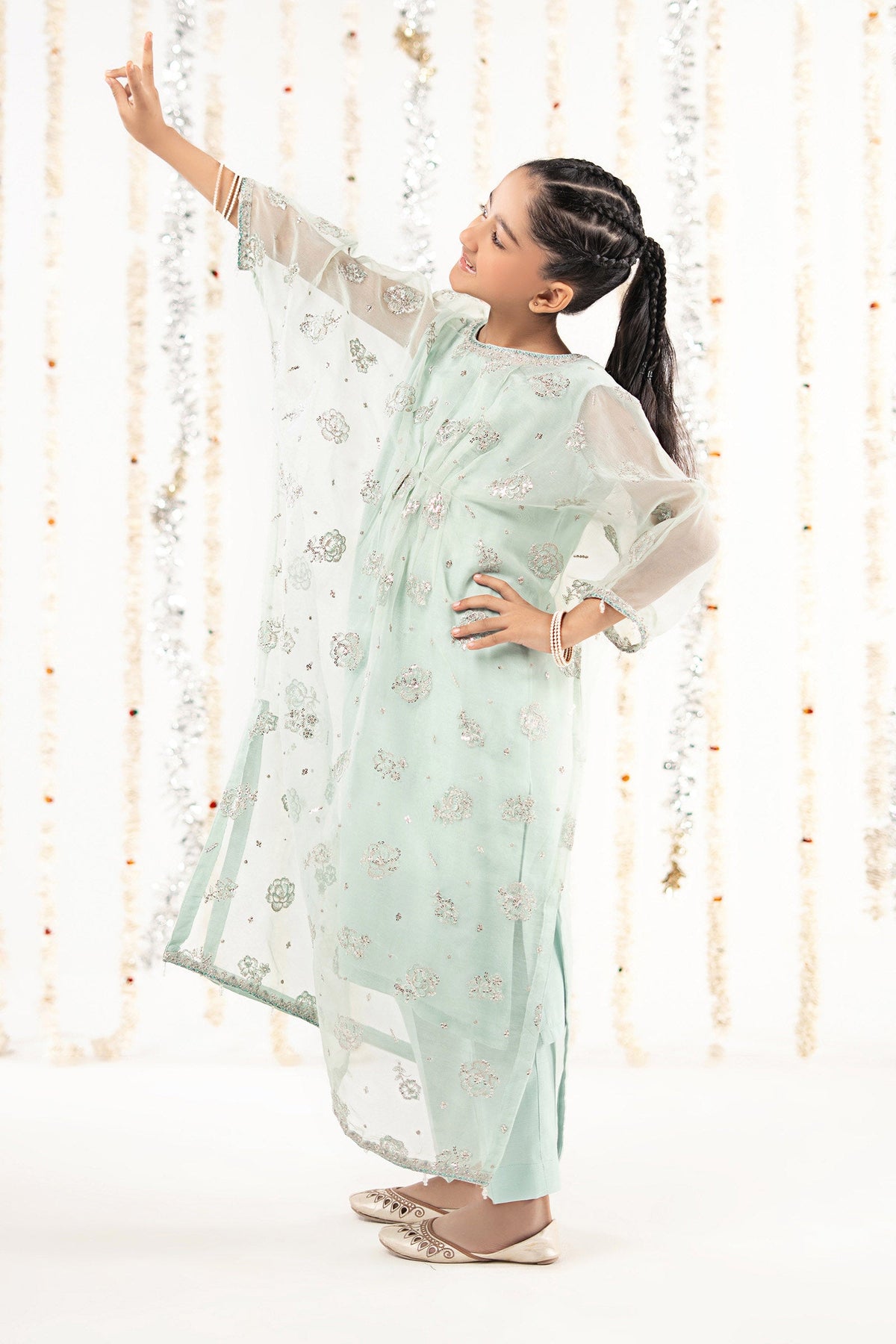 2 Piece Embroidered Organza Suit