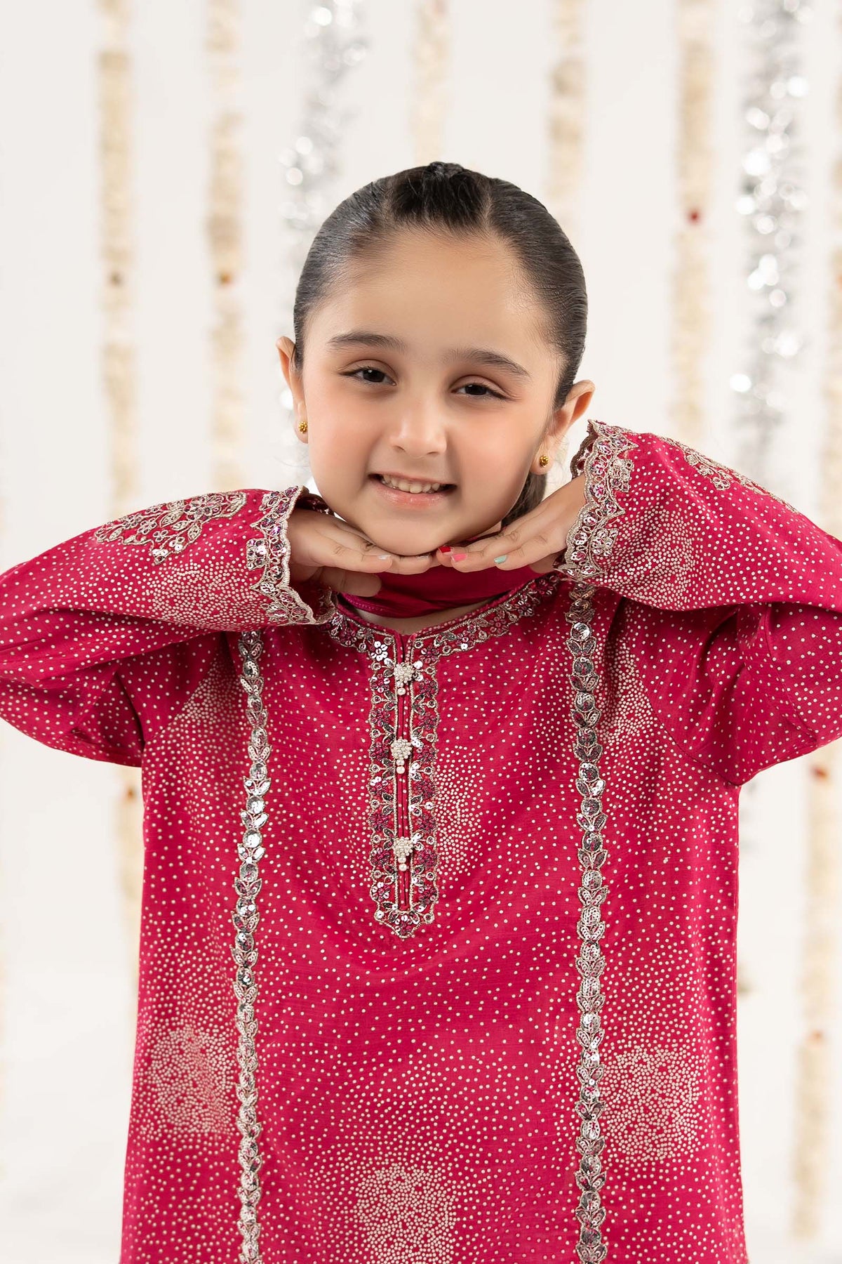3 Piece Embroidered Raw Silk Suit