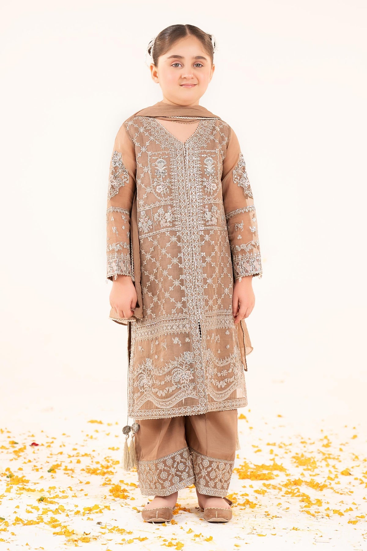3 Piece Embroidered Organza Suit