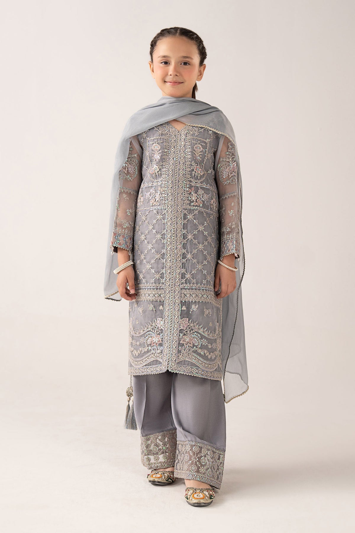 3 Piece Embroidered Organza Suit
