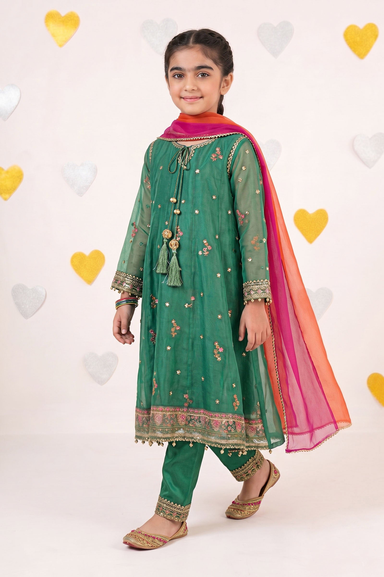 3 Piece Embroidered Organza Suit