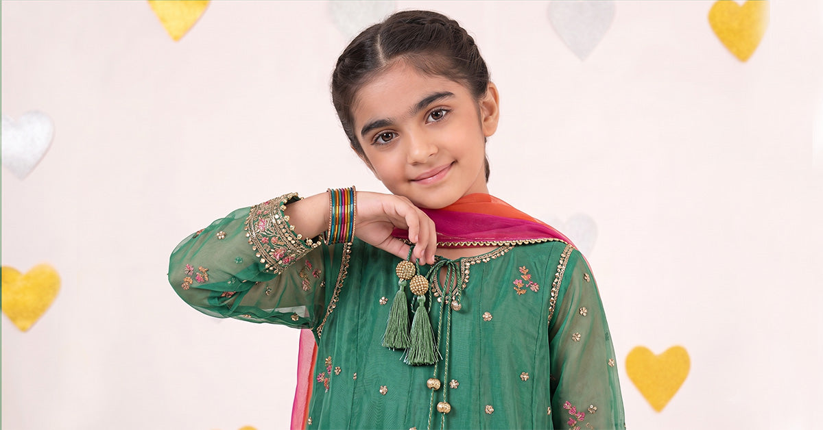 3 Piece Embroidered Organza Suit