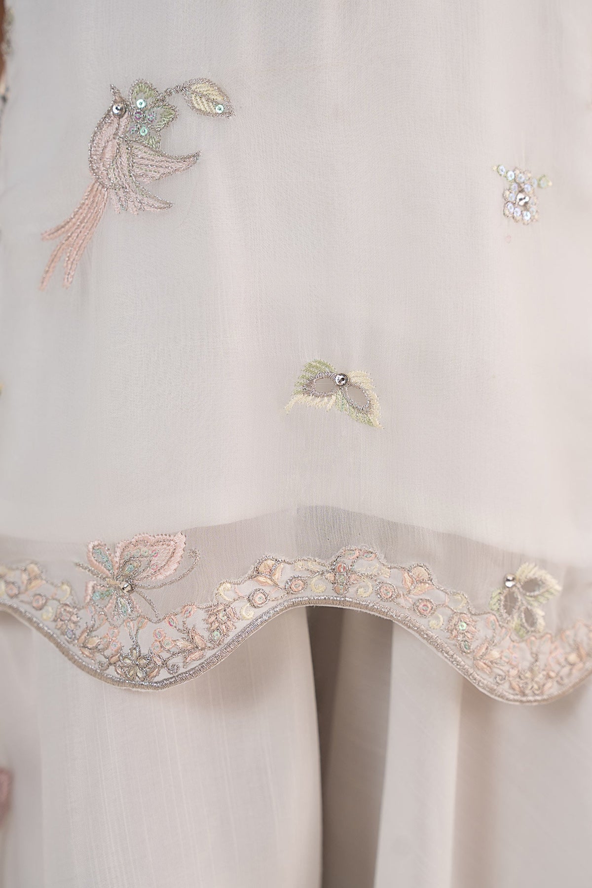 2 Piece Embroidered Chiffon Suit