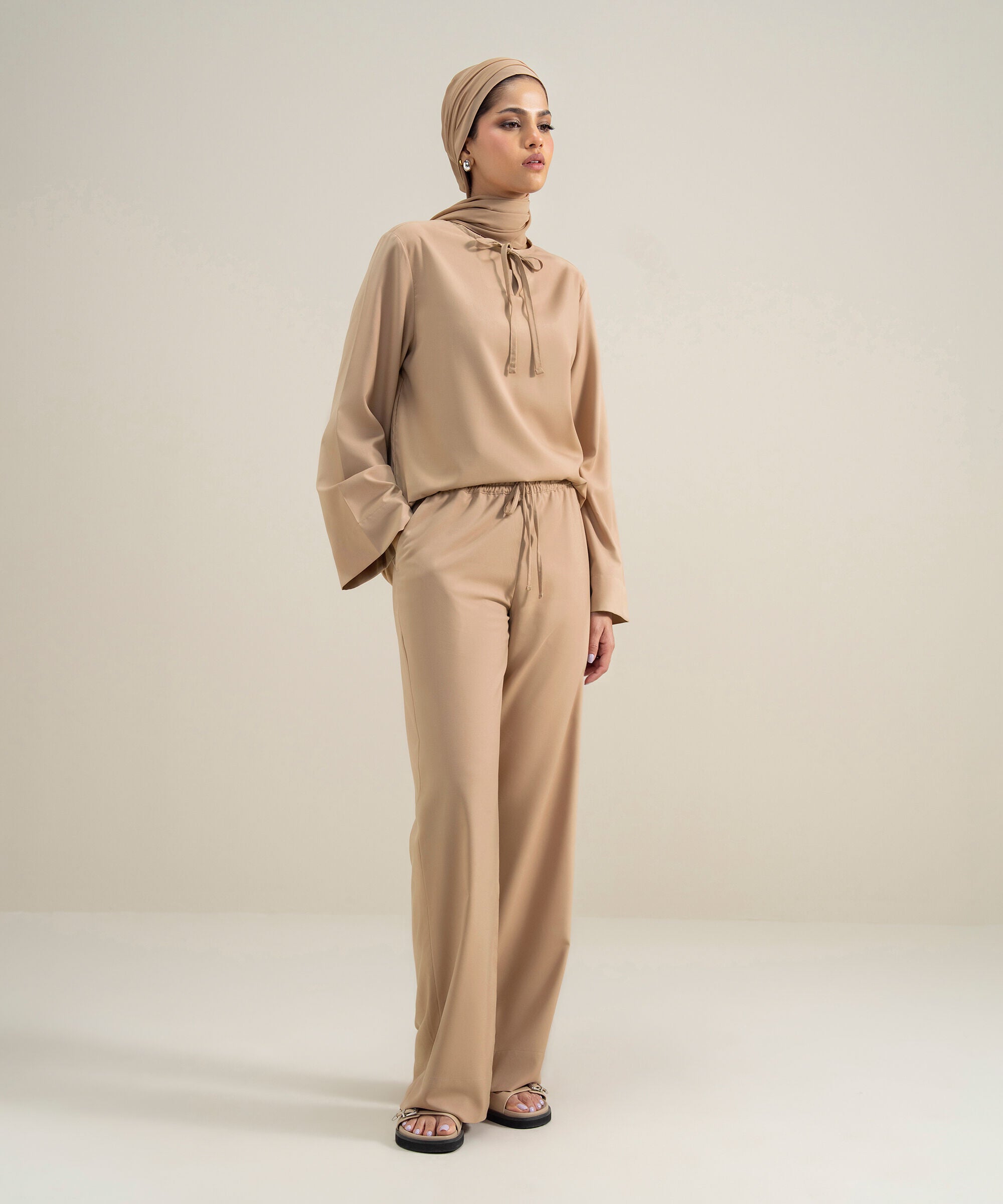Women's Polyester Brown Modest Trousers