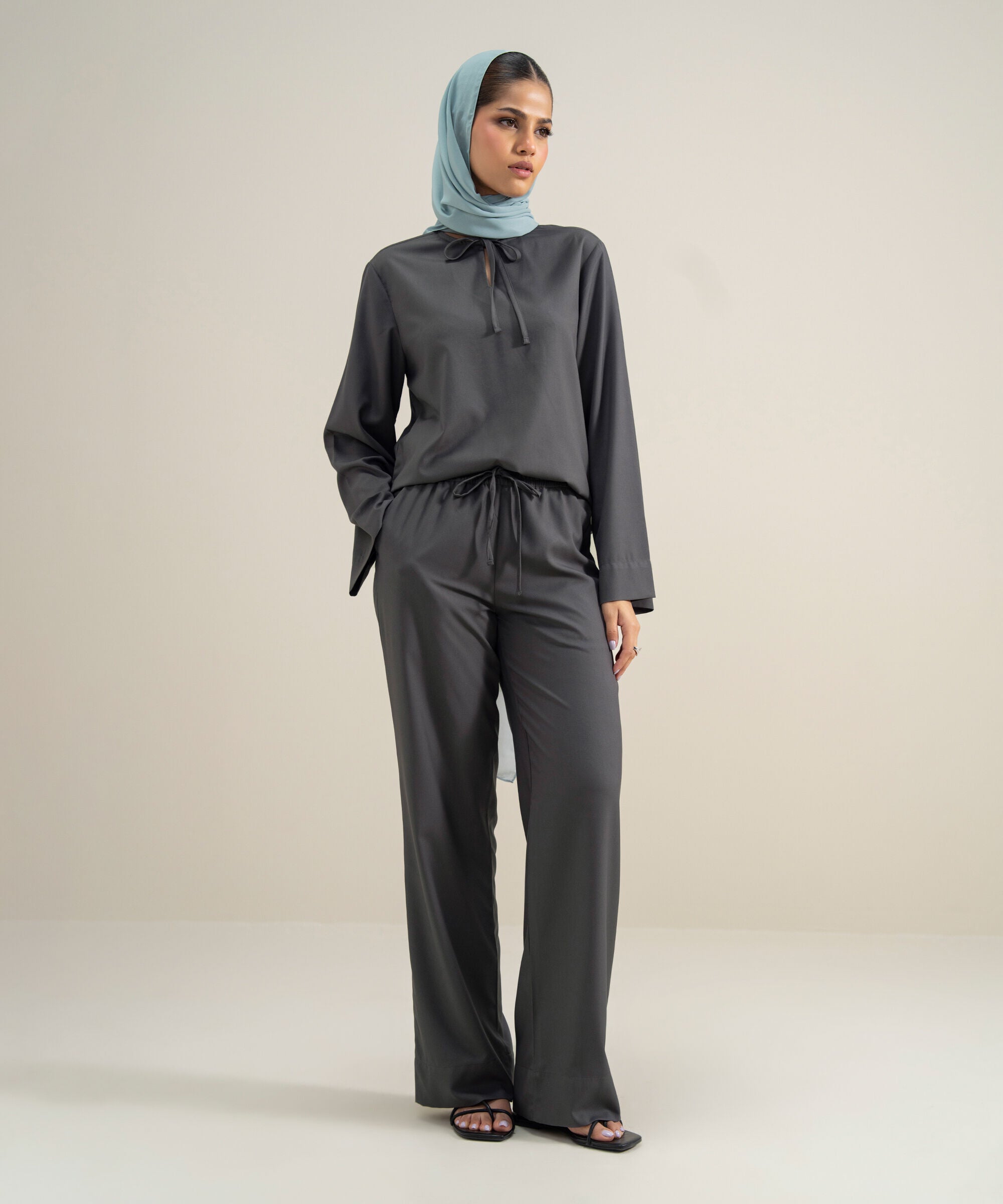 Women's Polyester Grey Modest Trousers