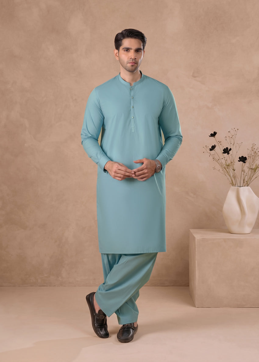 L-Blue-Cotton-Shalwar Suit - (MP2PBBW25ADJ16)