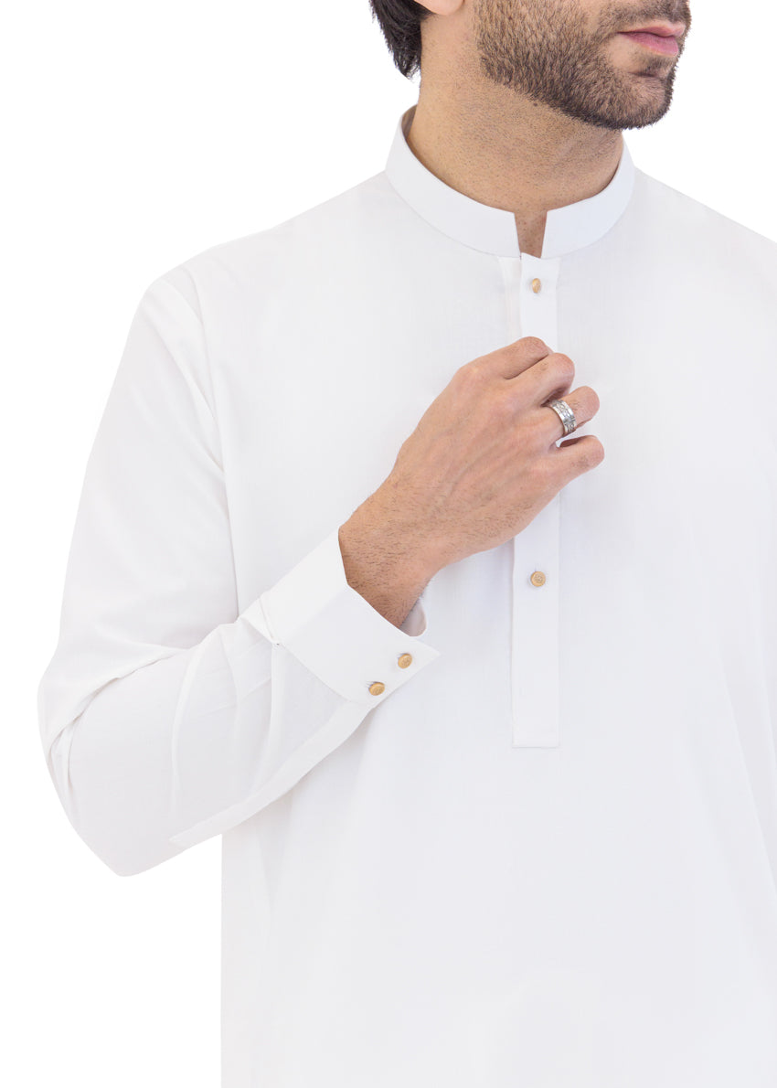 White-Blended-Shalwar Suit - (MP2PBBW25ADN15)