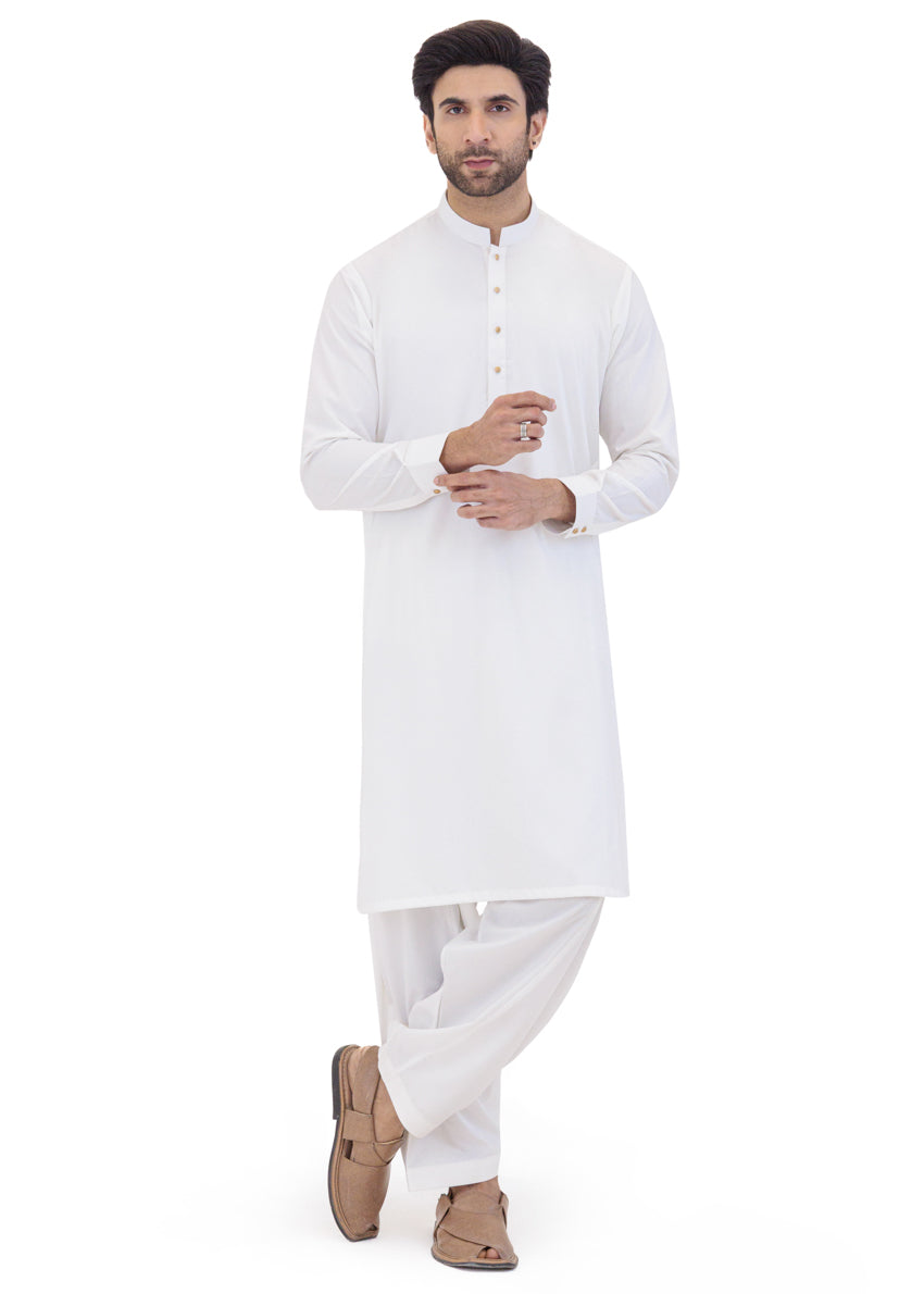 White-Blended-Shalwar Suit - (MP2PBBW25ADN15)
