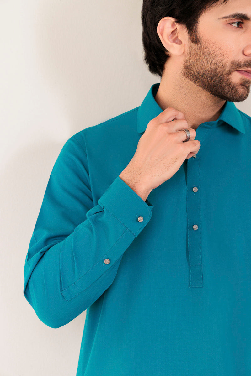 Teal-Blended-Shalwar Suit - (MP2PSBW25ADJ3)