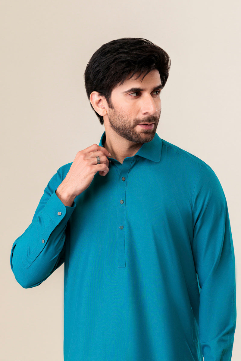 Teal-Blended-Shalwar Suit - (MP2PSBW25ADJ3)