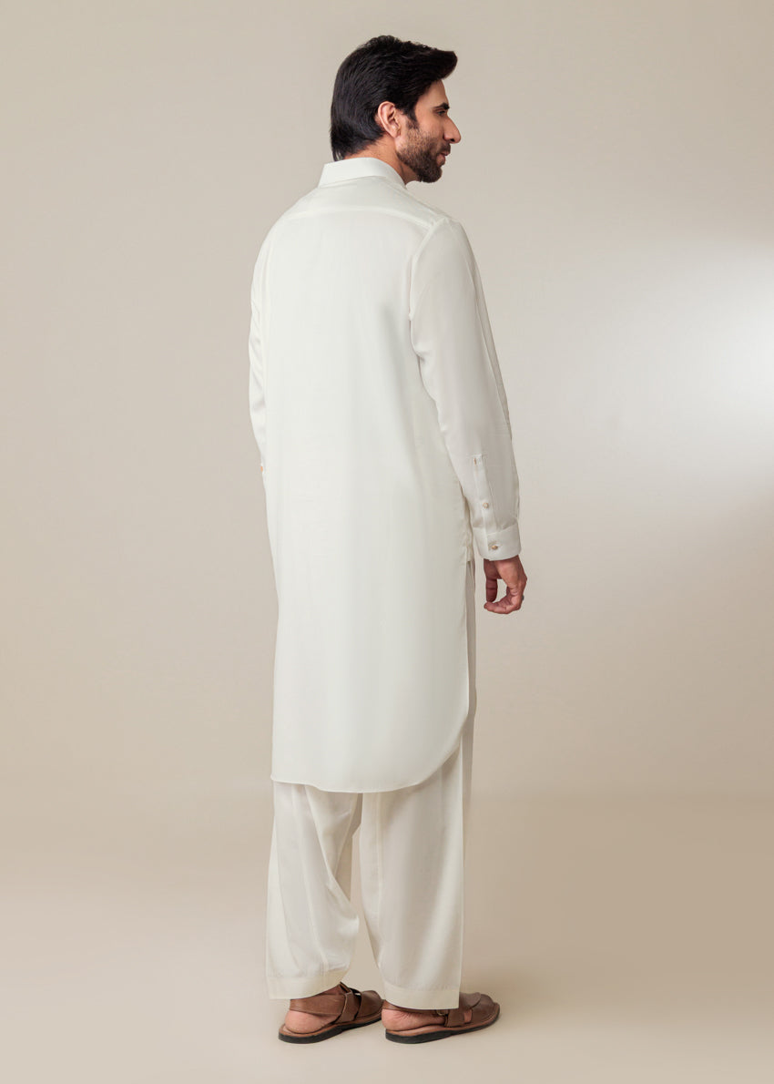 O-White-Cotton-Shalwar Suit - (MP2PSBW25ADN11)
