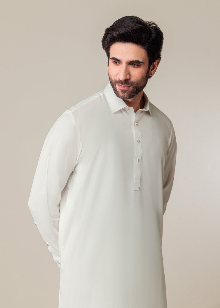 O-White-Cotton-Shalwar Suit - (MP2PSBW25ADN11)