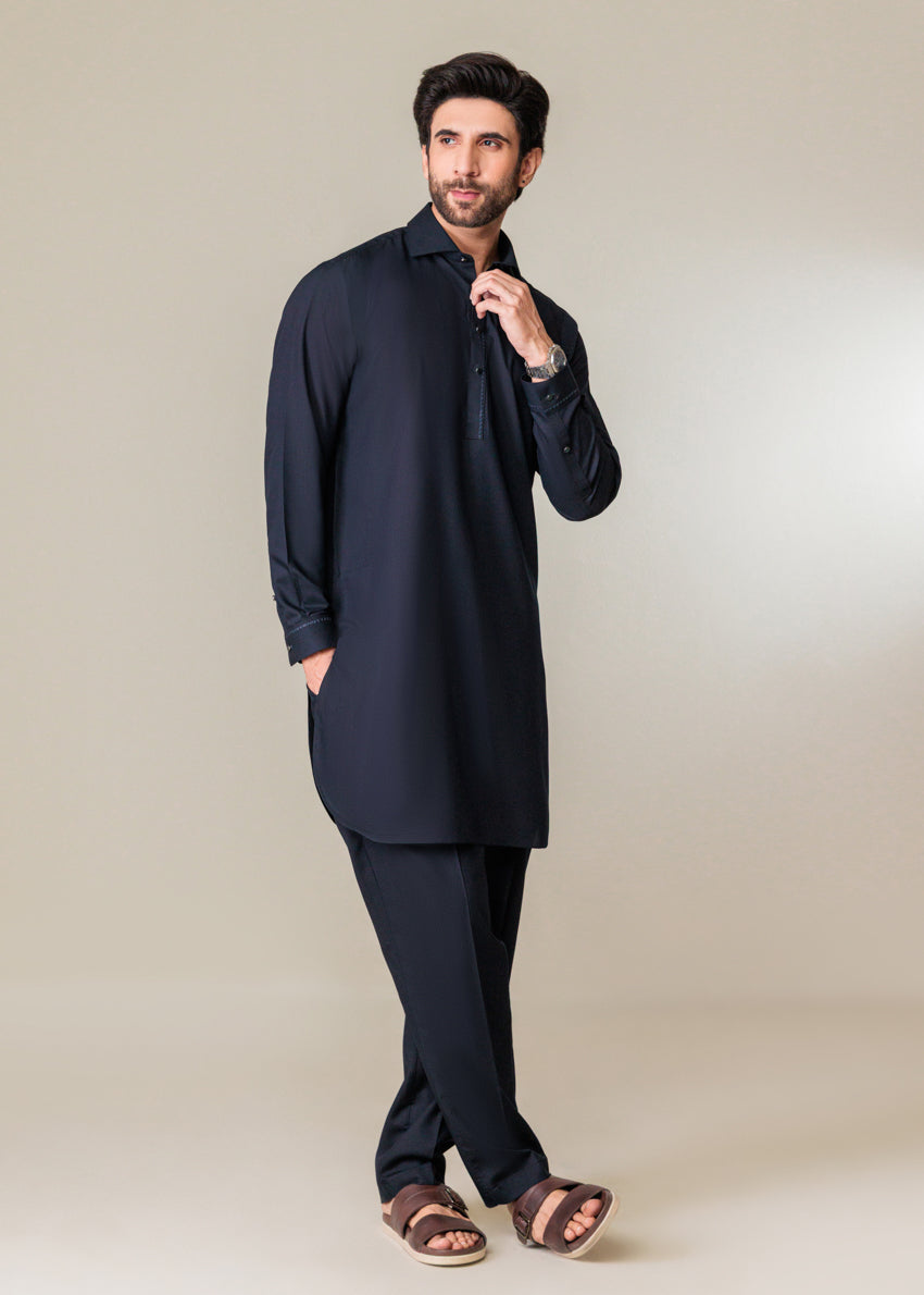 Navy-Blended-Kurta Trouser - (MP2PSBW25BM1J11)