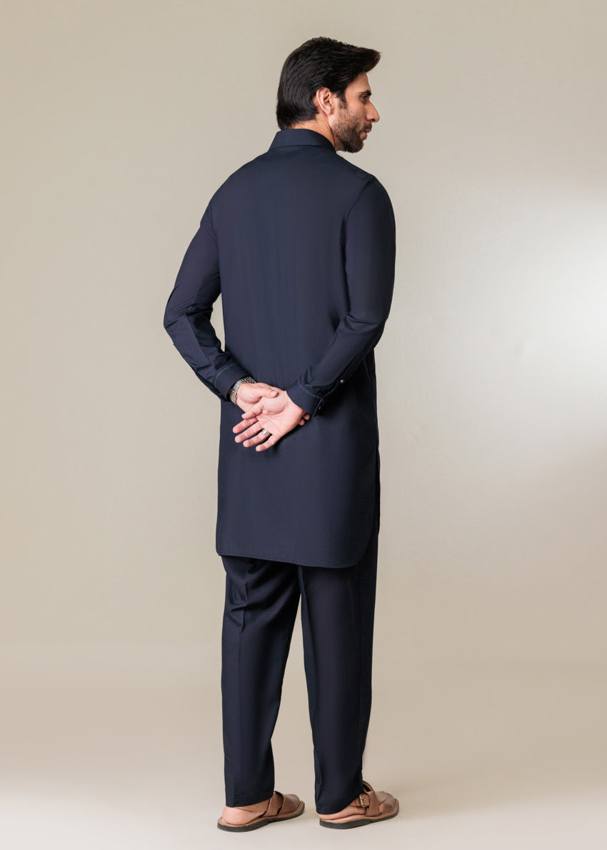 Navy-Blended-Kurta Trouser - (MP2PSBW25BM1J11)