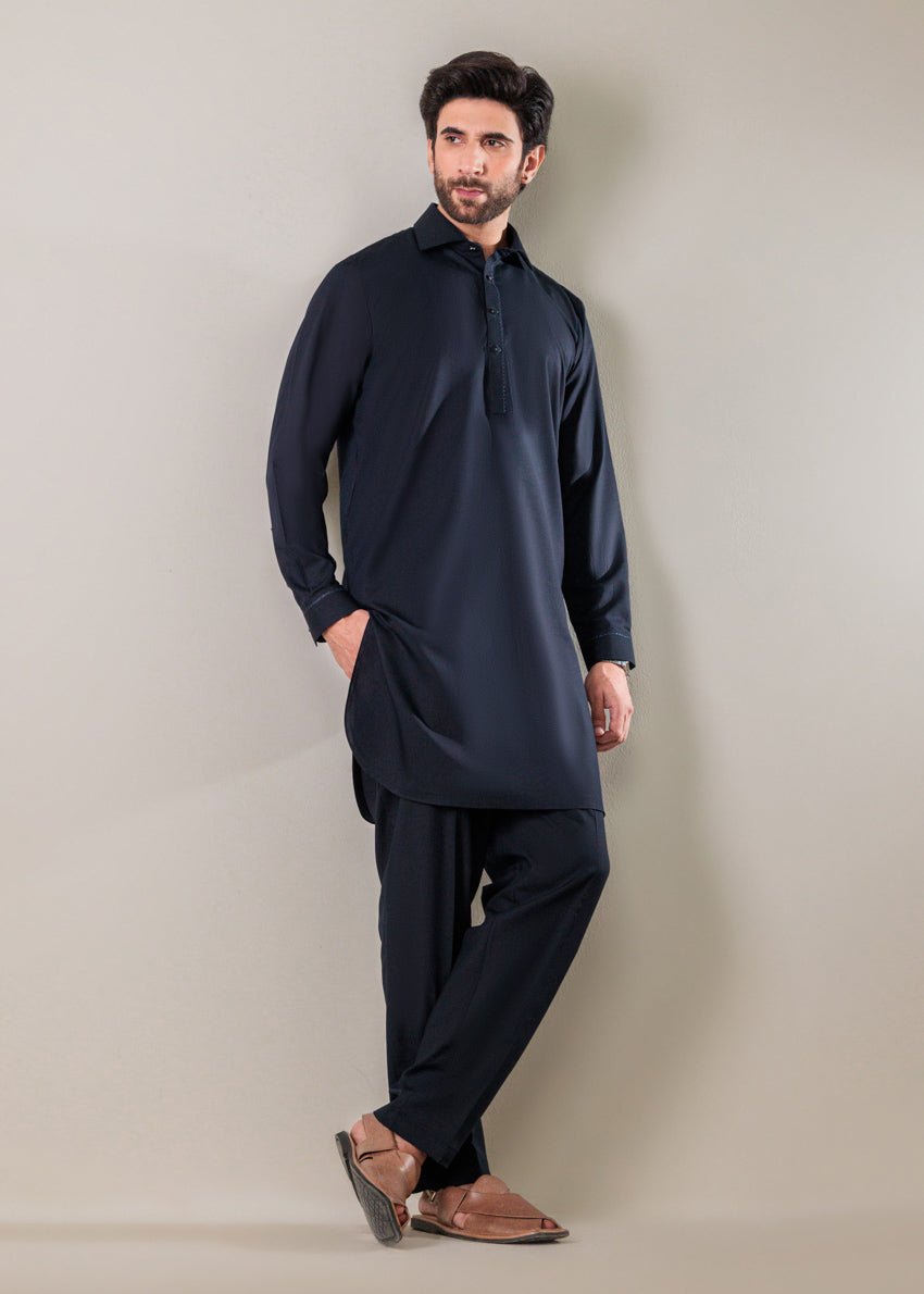 Navy-Blended-Kurta Trouser - (MP2PSBW25BM1J11)