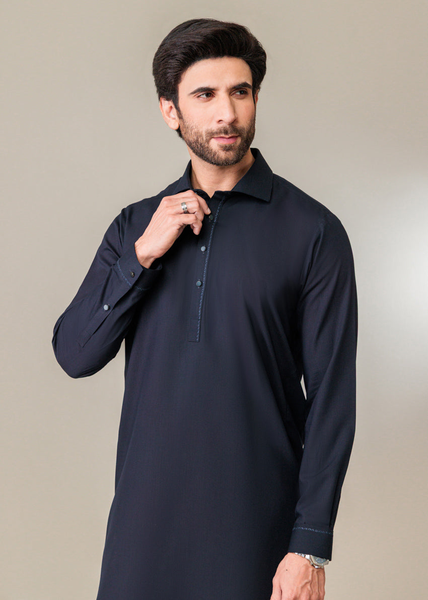 Navy-Blended-Kurta Trouser - (MP2PSBW25BM1J11)