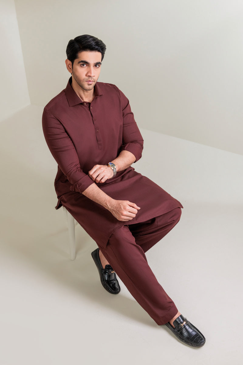 Maroon-Blended-Shalwar Suit - (MP2PSBW25BM1J5)