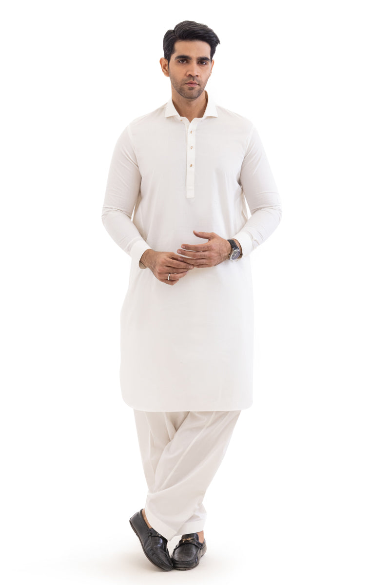 O-White-Cotton-Shalwar Suit - (MPS25SSS2063)