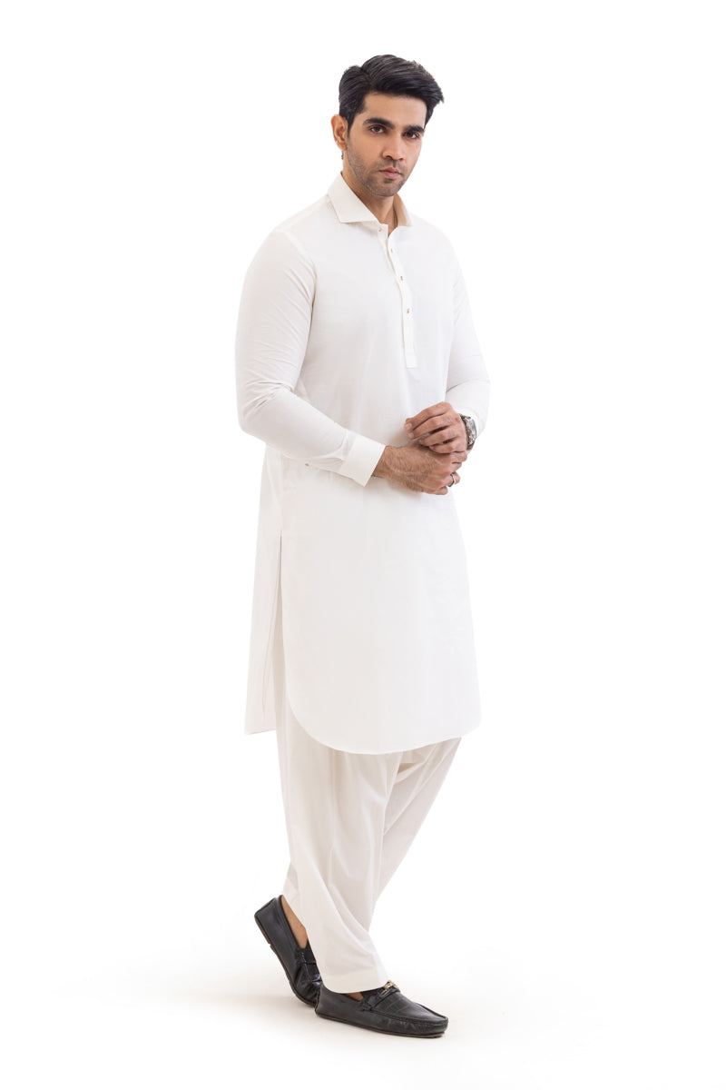 O-White-Cotton-Shalwar Suit - (MPS25SSS2063)