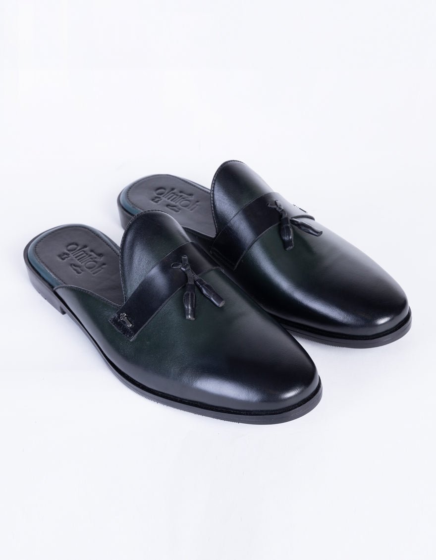 Dark Green Leather Slip-On - AL-MSHO-039