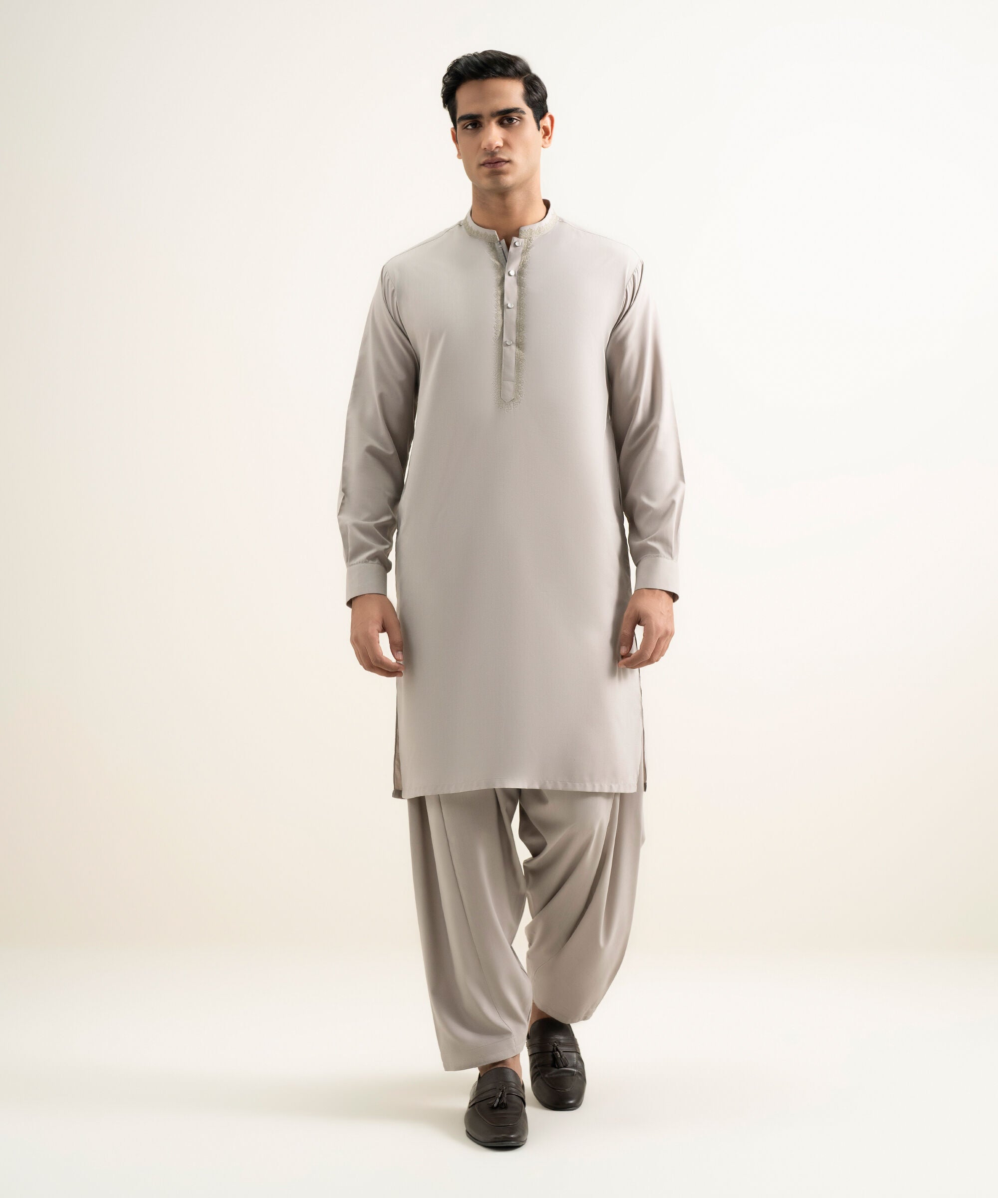 Men's Stitched Soft Grey Kameez Shalwar