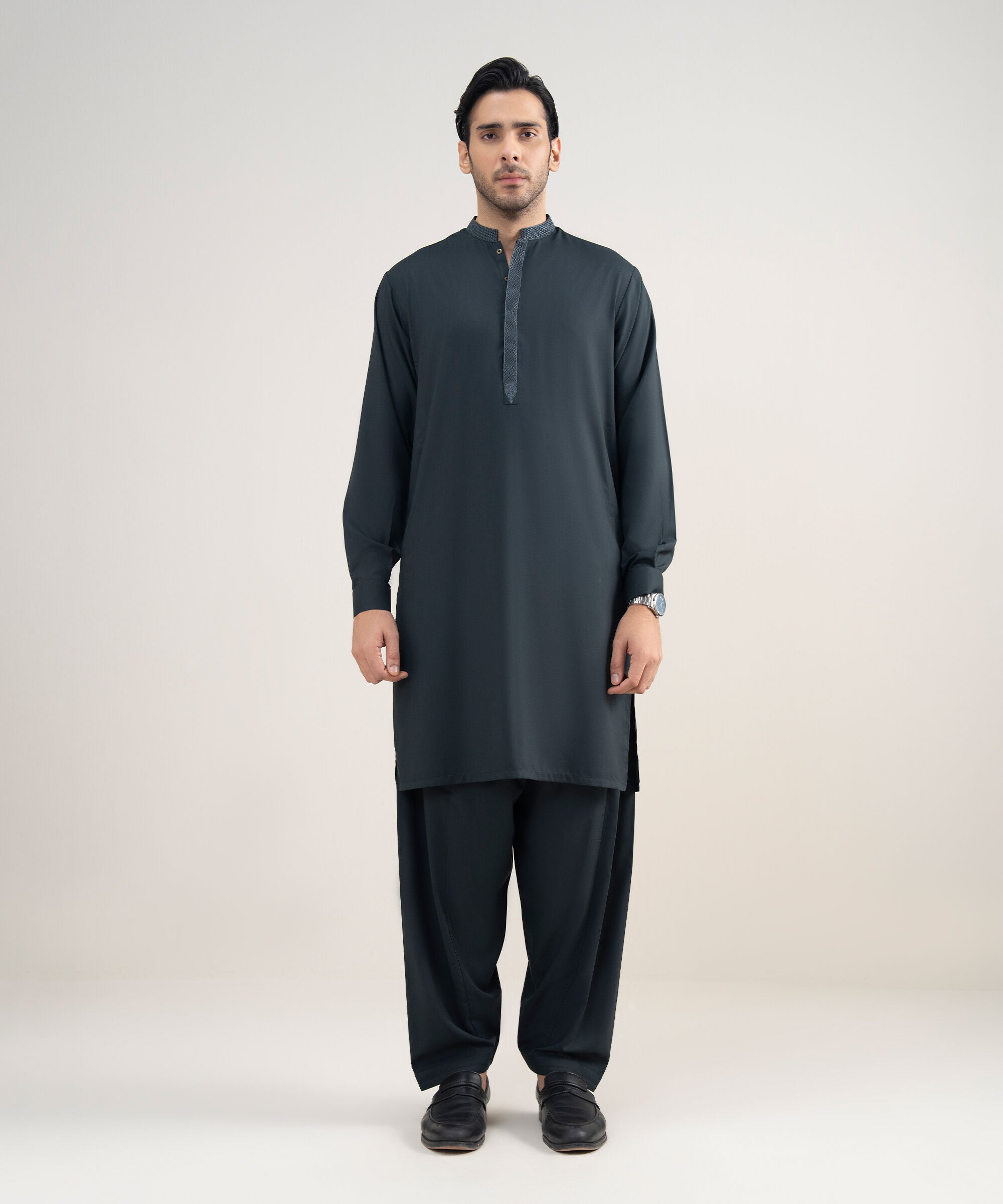 Men's Stitched Premium Blended Dark Green Suit