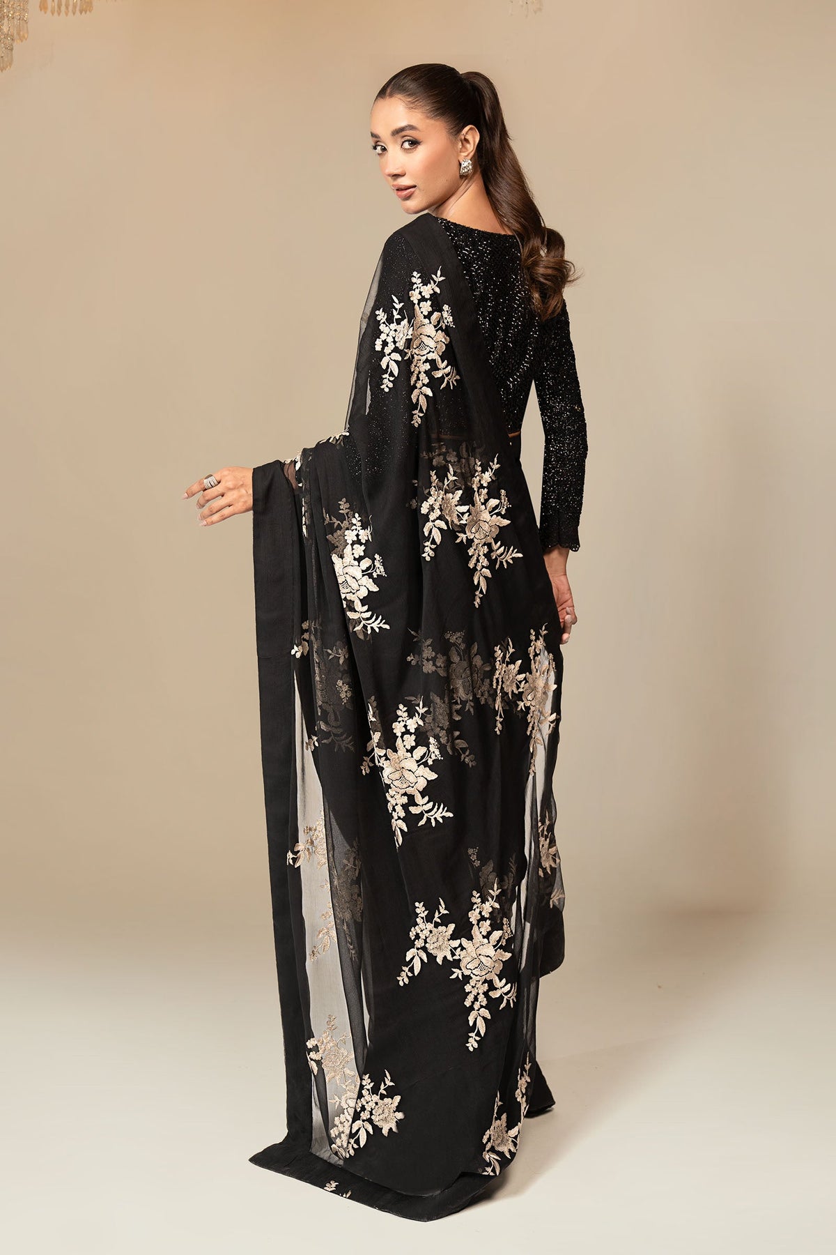 Embroidered Chiffon Saree
