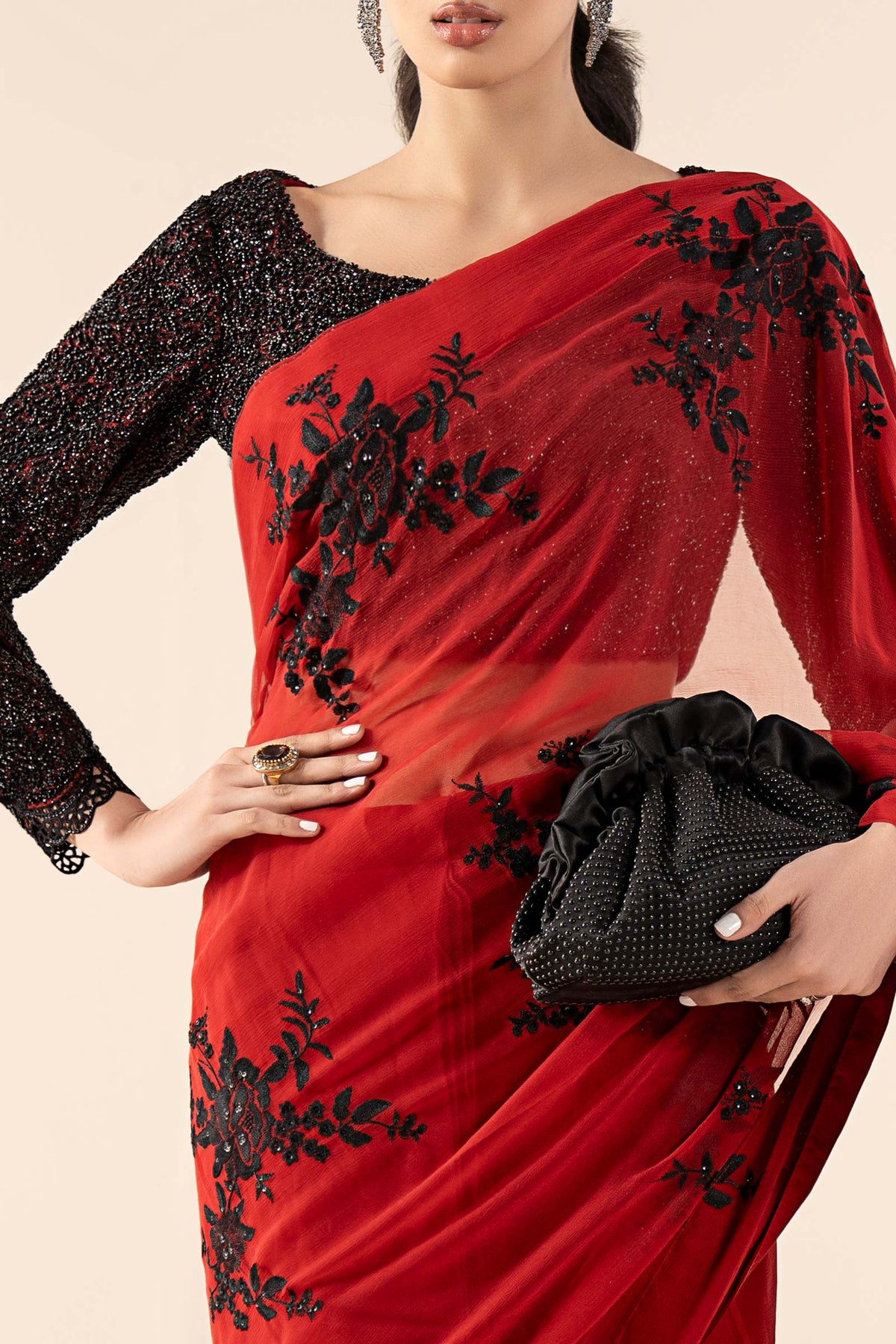 Embroidered Chiffon Saree