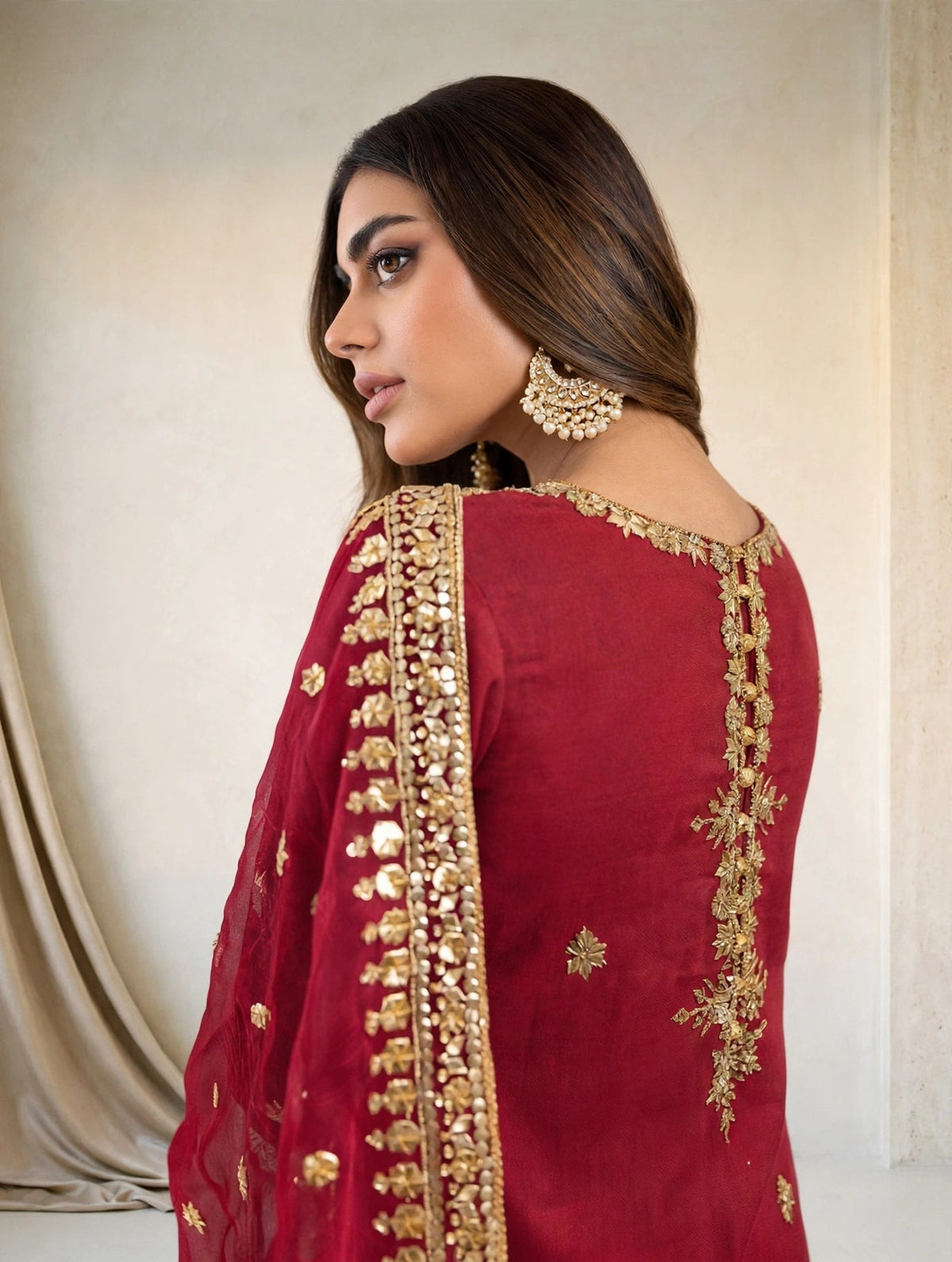 Maroon Zareen 3 Piece Dress | Mehroon Embroidered Lawn Suit