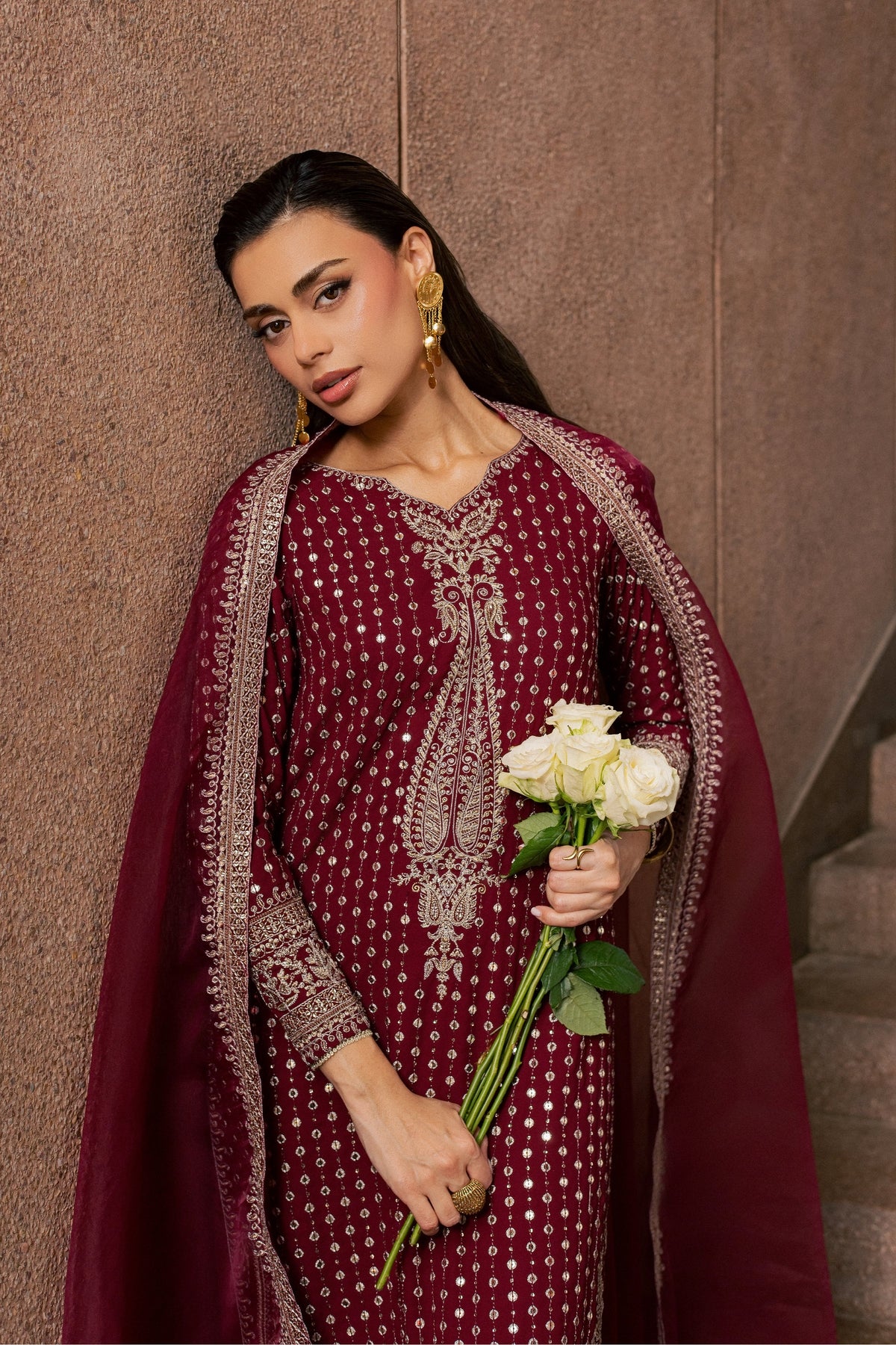 Maroon Raqs 3Pc - Festive Luxe Pret