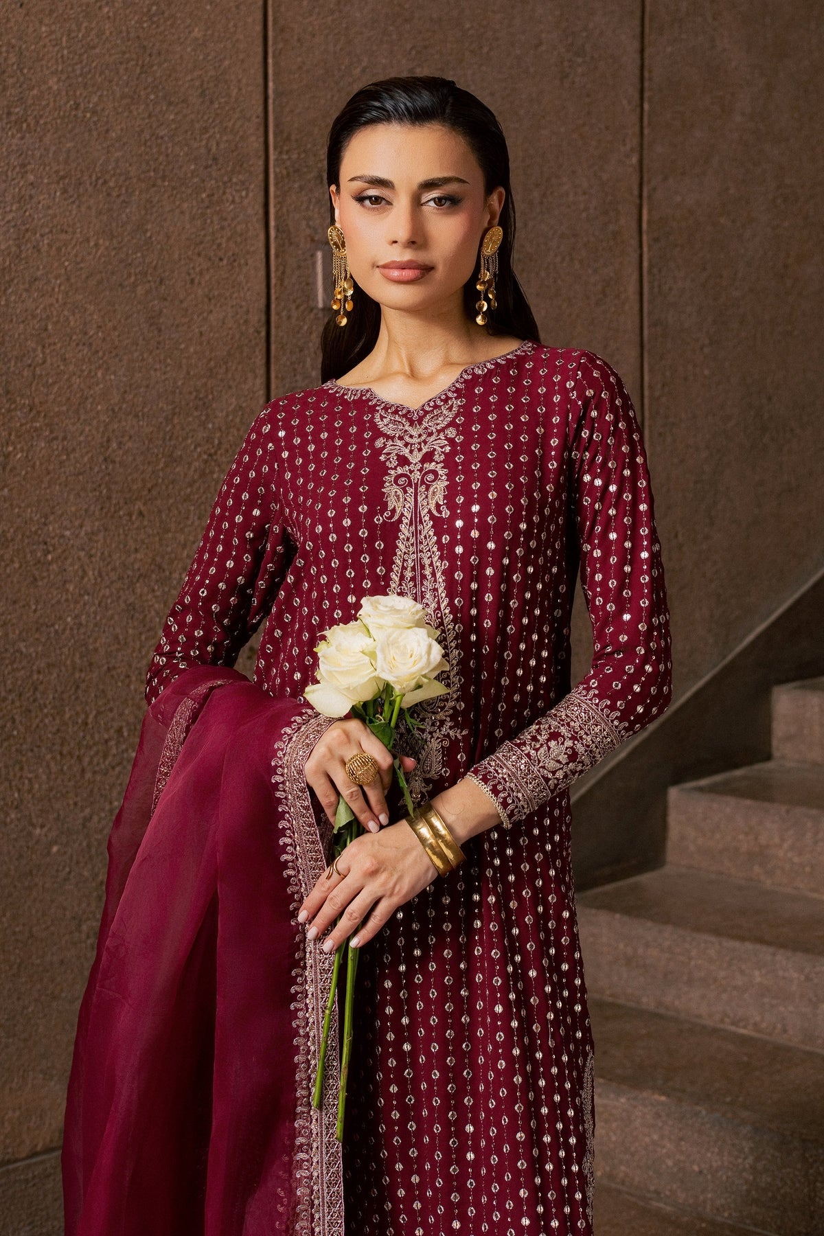 Maroon Raqs 3Pc - Festive Luxe Pret